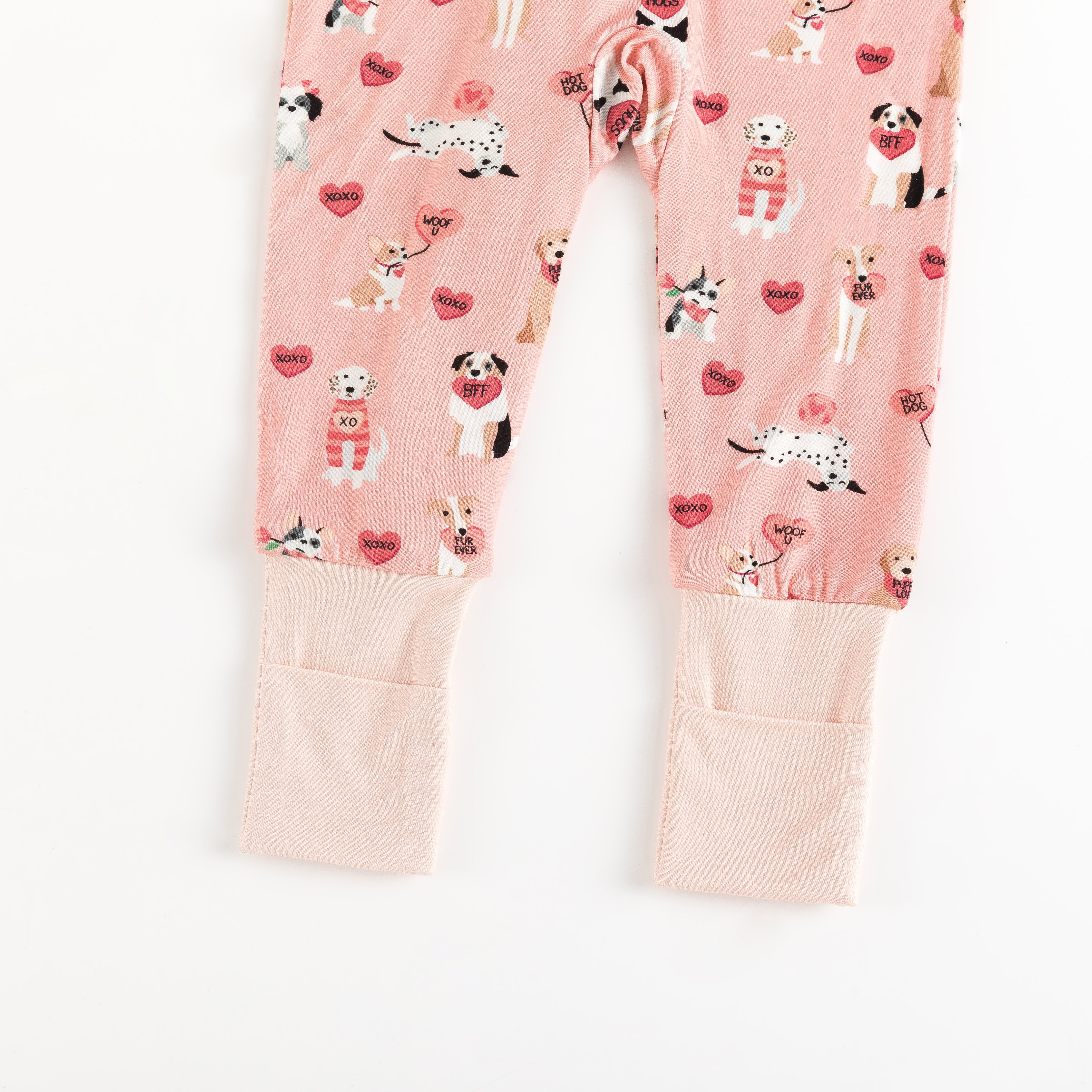 Pups & Kisses (convertible Zip Footies) - Pink