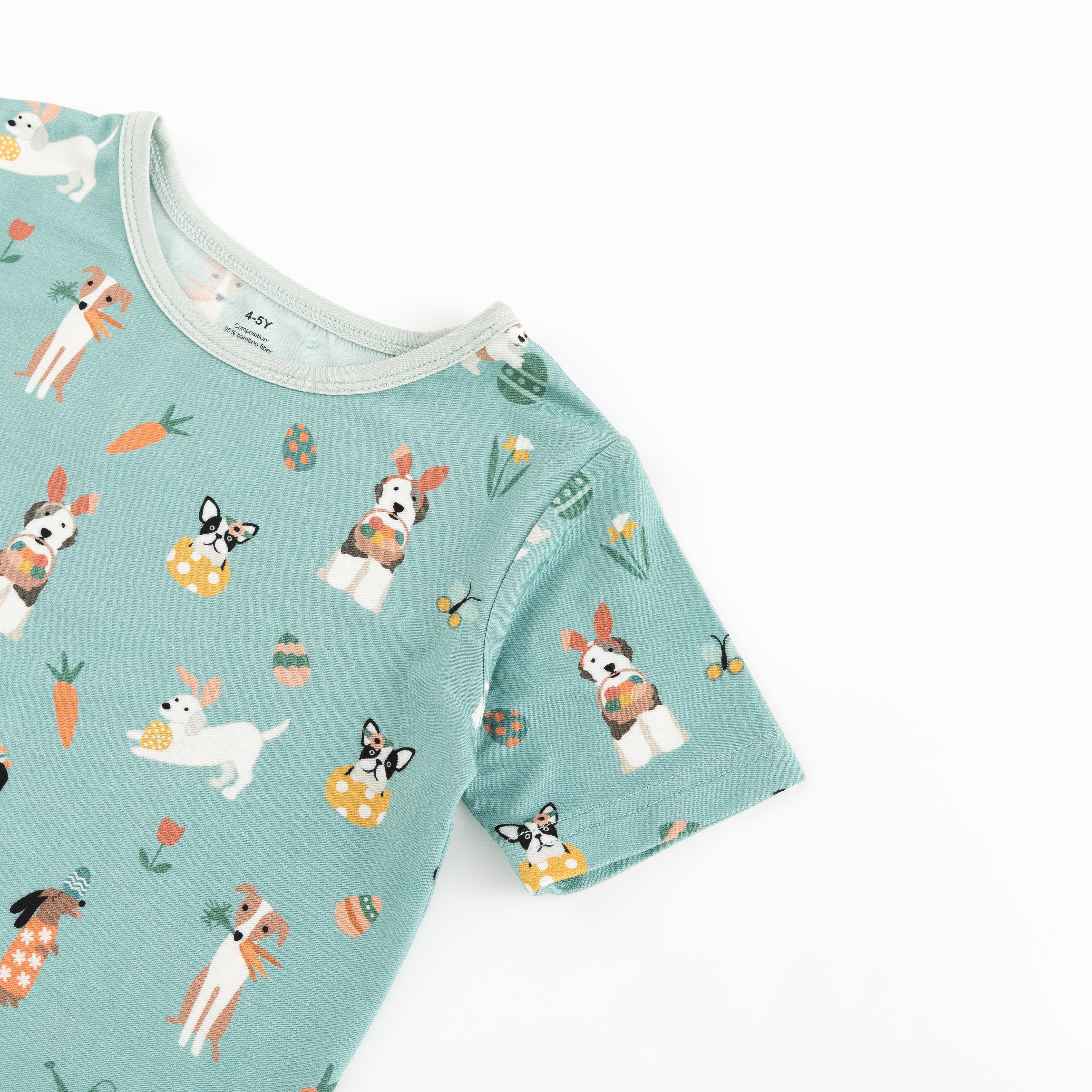 Puppy Egg Hunt (short Sleeve Pj) - Aquamarine