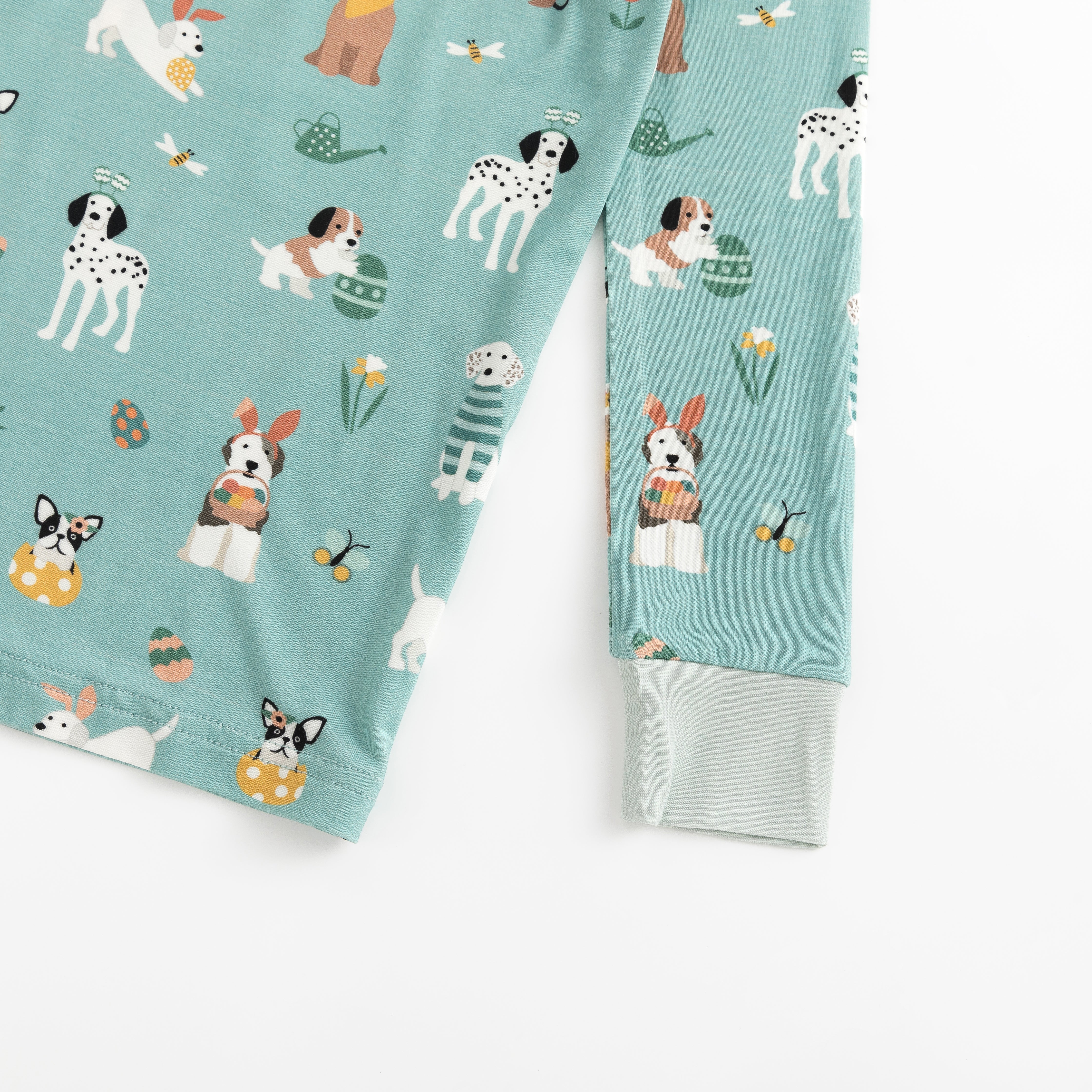 Puppy Egg Hunt (long Sleeve Pj) - Aquamarine