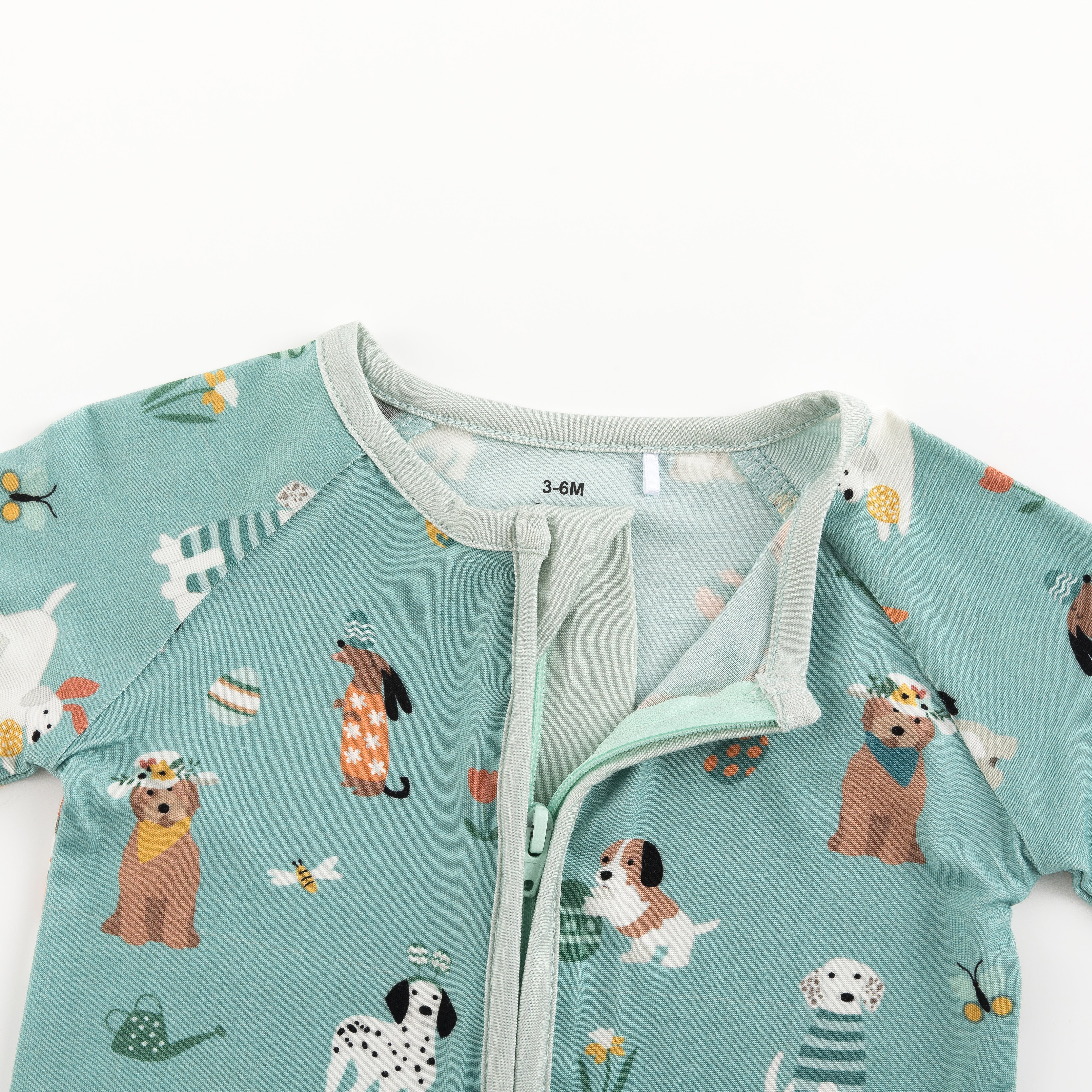 Puppy Egg Hunt (convertible Zip Footies) - Aquamarine