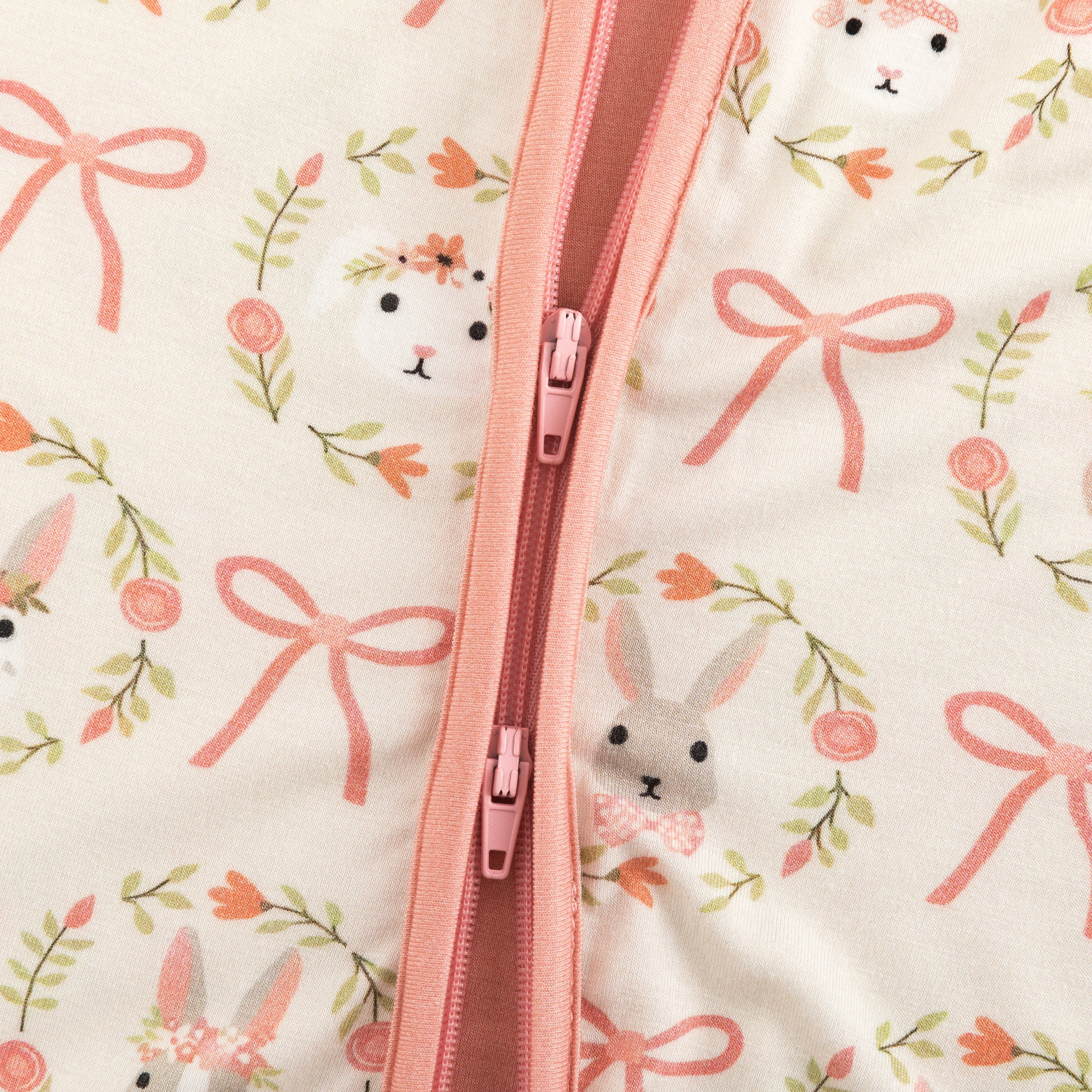 Bows & Bunnies (convertible Zip Footies)