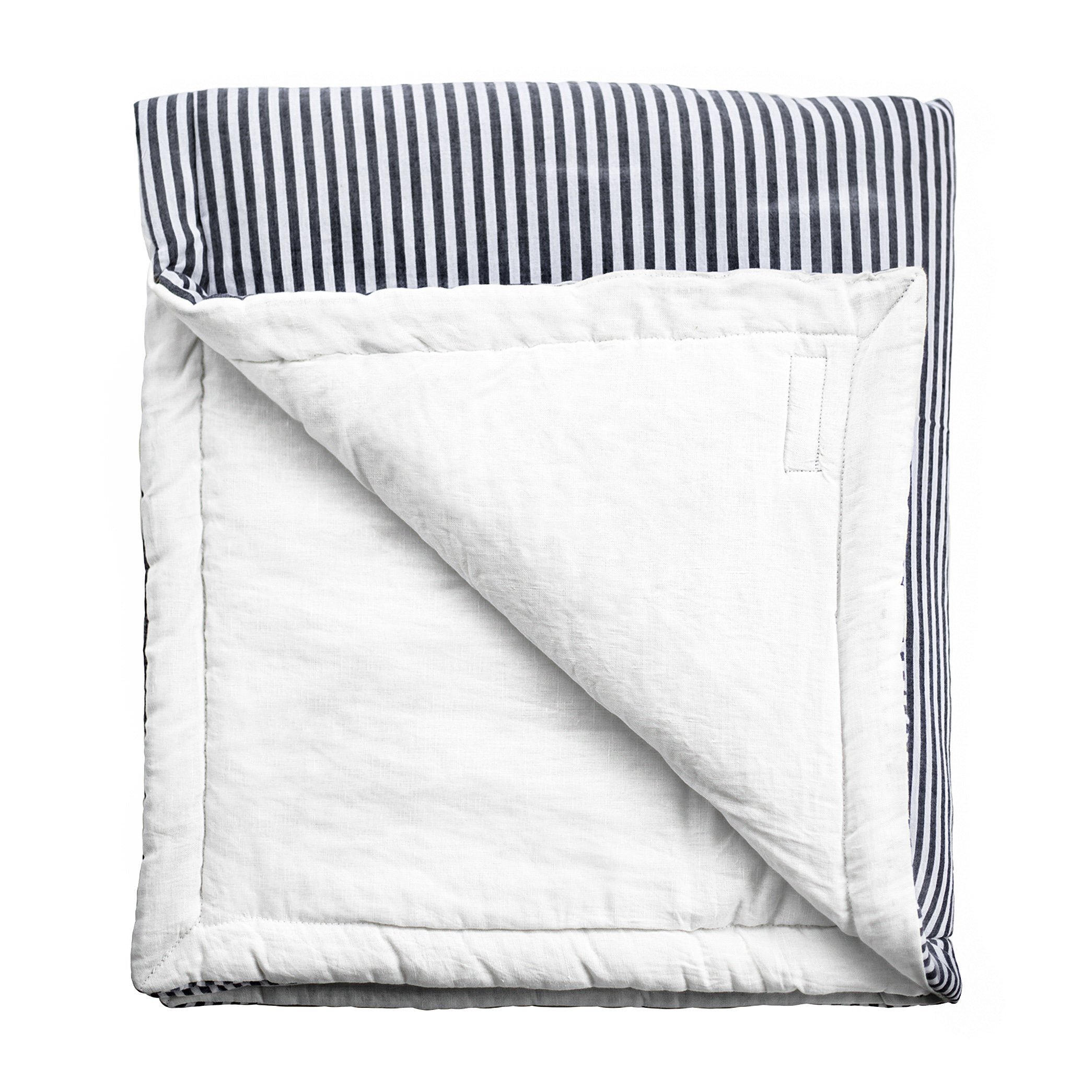 Play Mat | Harbor Island Stripe And White Linen, Reversible