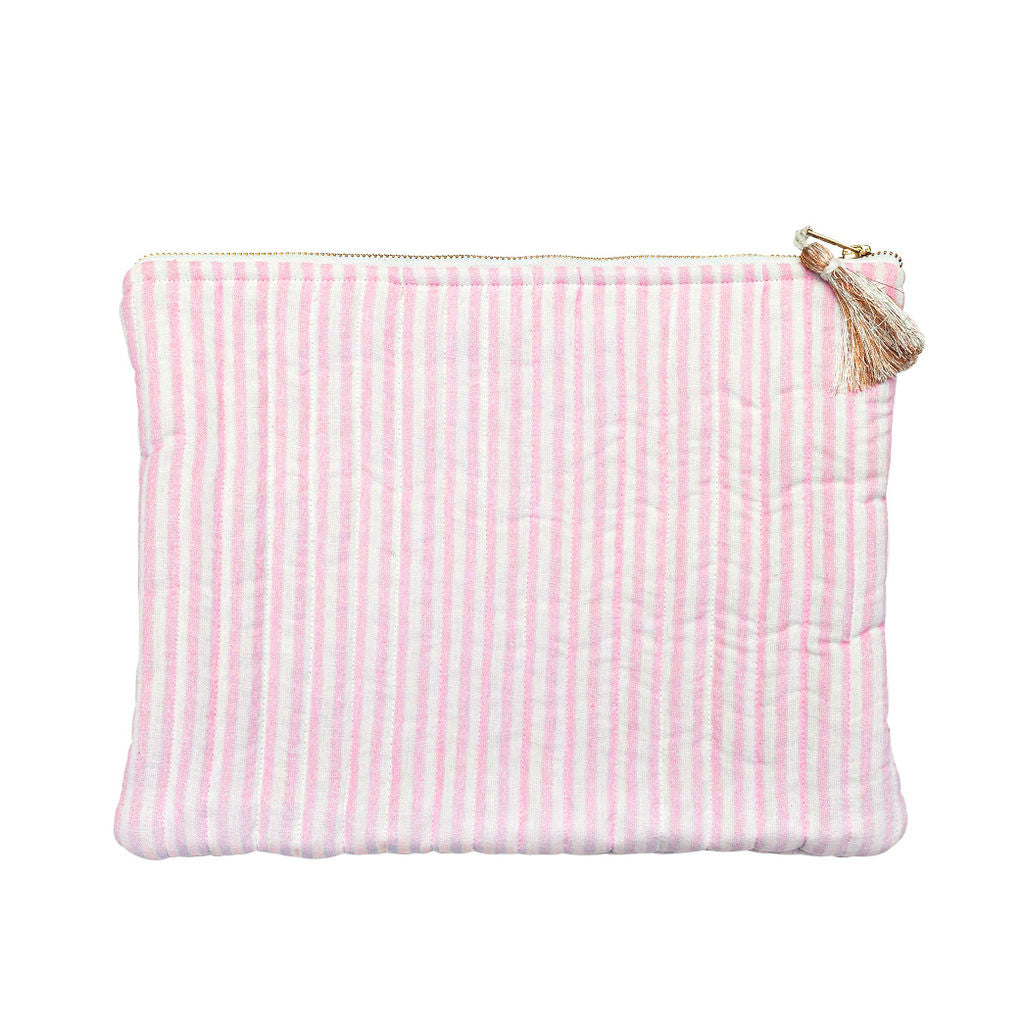 Linen Pouch| Palm Beach Pink Stripe Linen