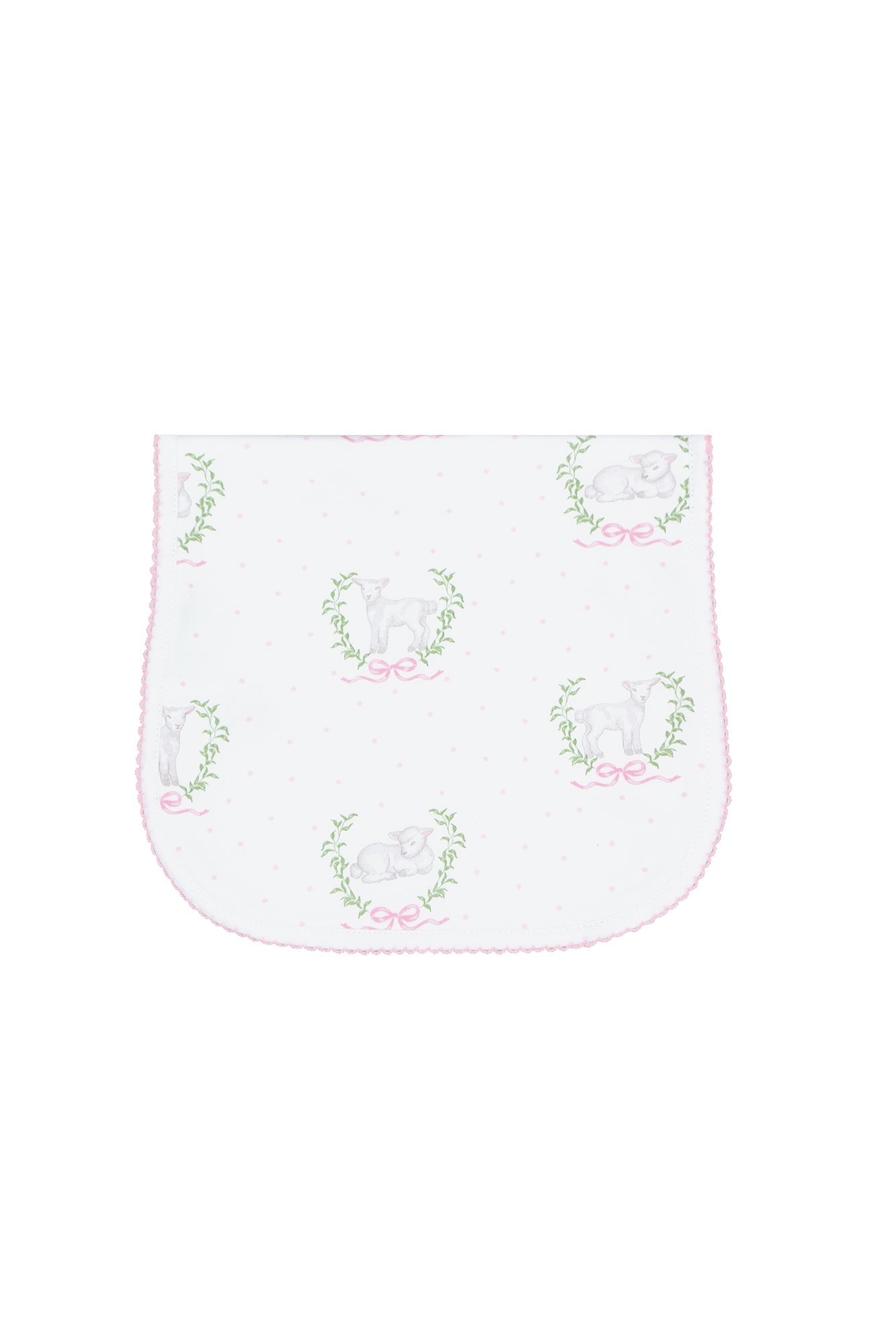 Pink Lamb Print Burp Cloth