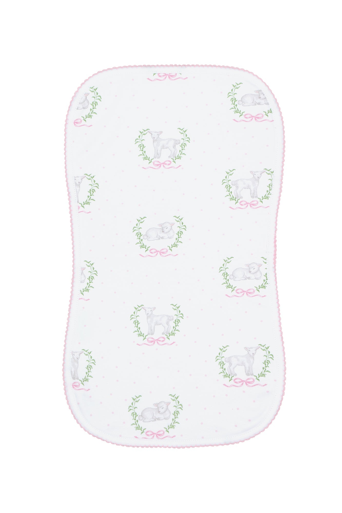 Pink Lamb Print Burp Cloth