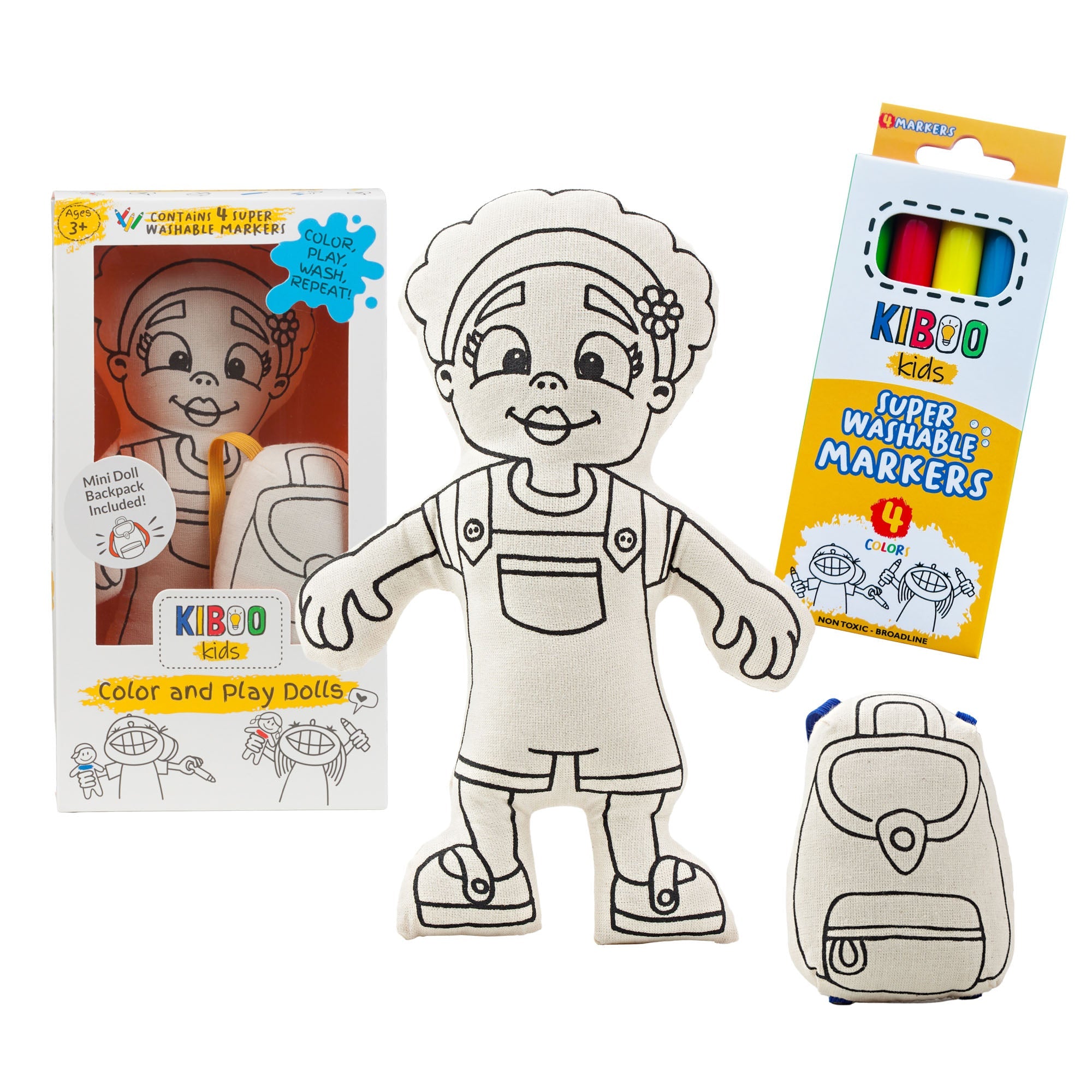 Kiboo Kids: Girl With Flower Headband - Colorable And Washable Doll For Creative Play