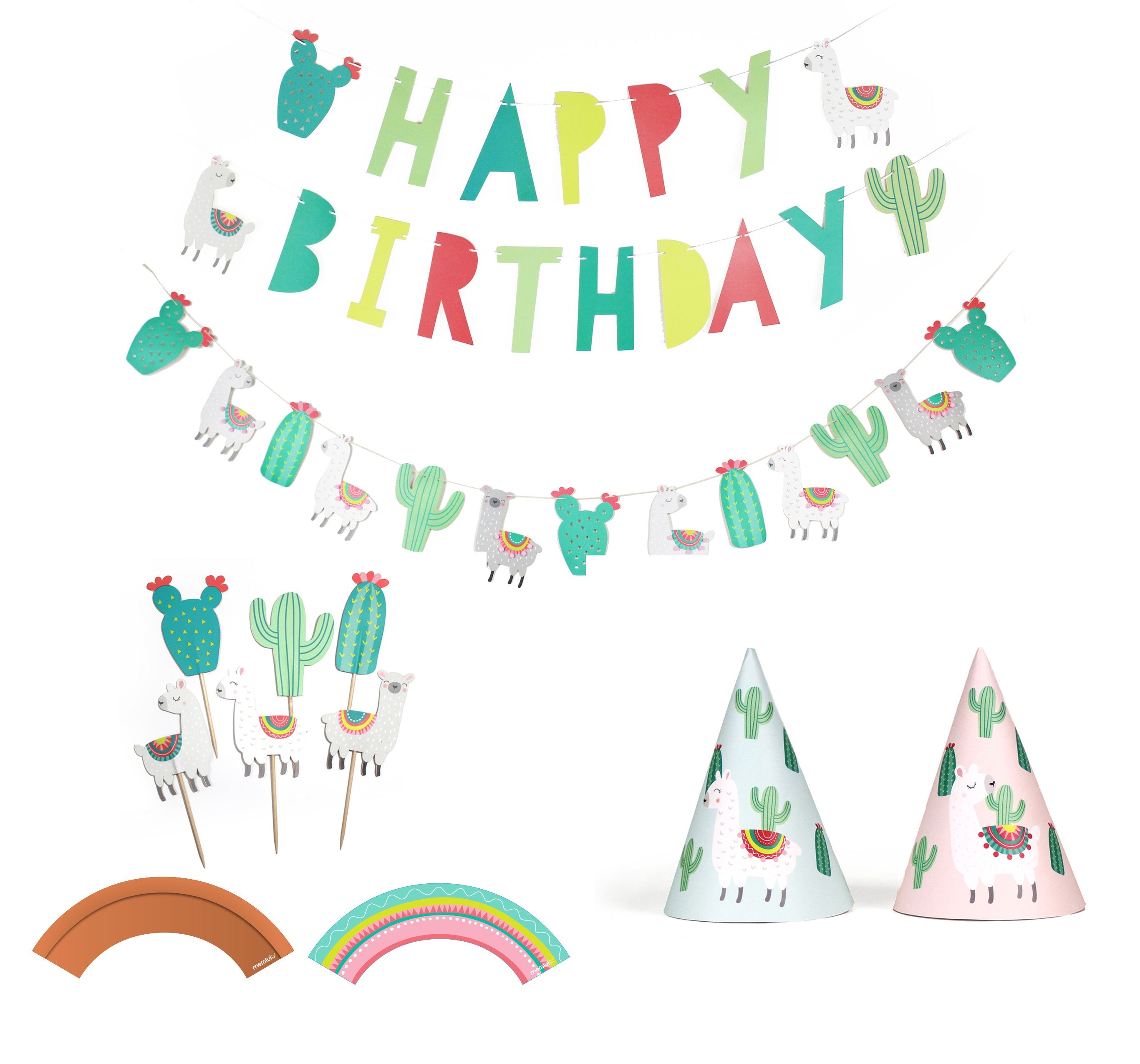 Llama And Cactus Party - Birthday Party Decoration Kit - 12 Guests