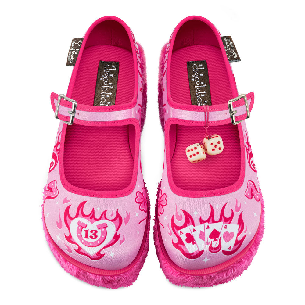 Women's Mary Jane Platform, Pink Flame - Hot Chocolate Design