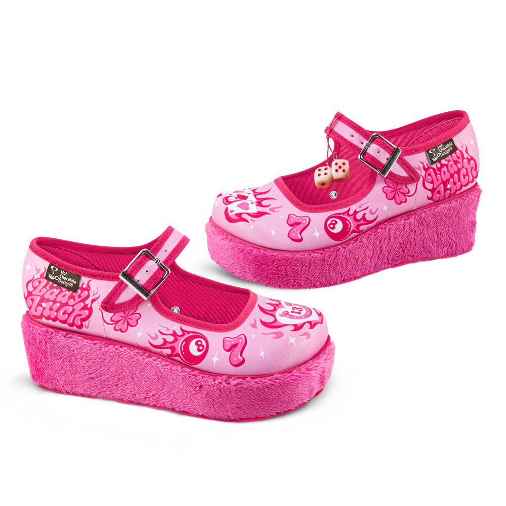 Women's Mary Jane Platform, Pink Flame - Hot Chocolate Design
