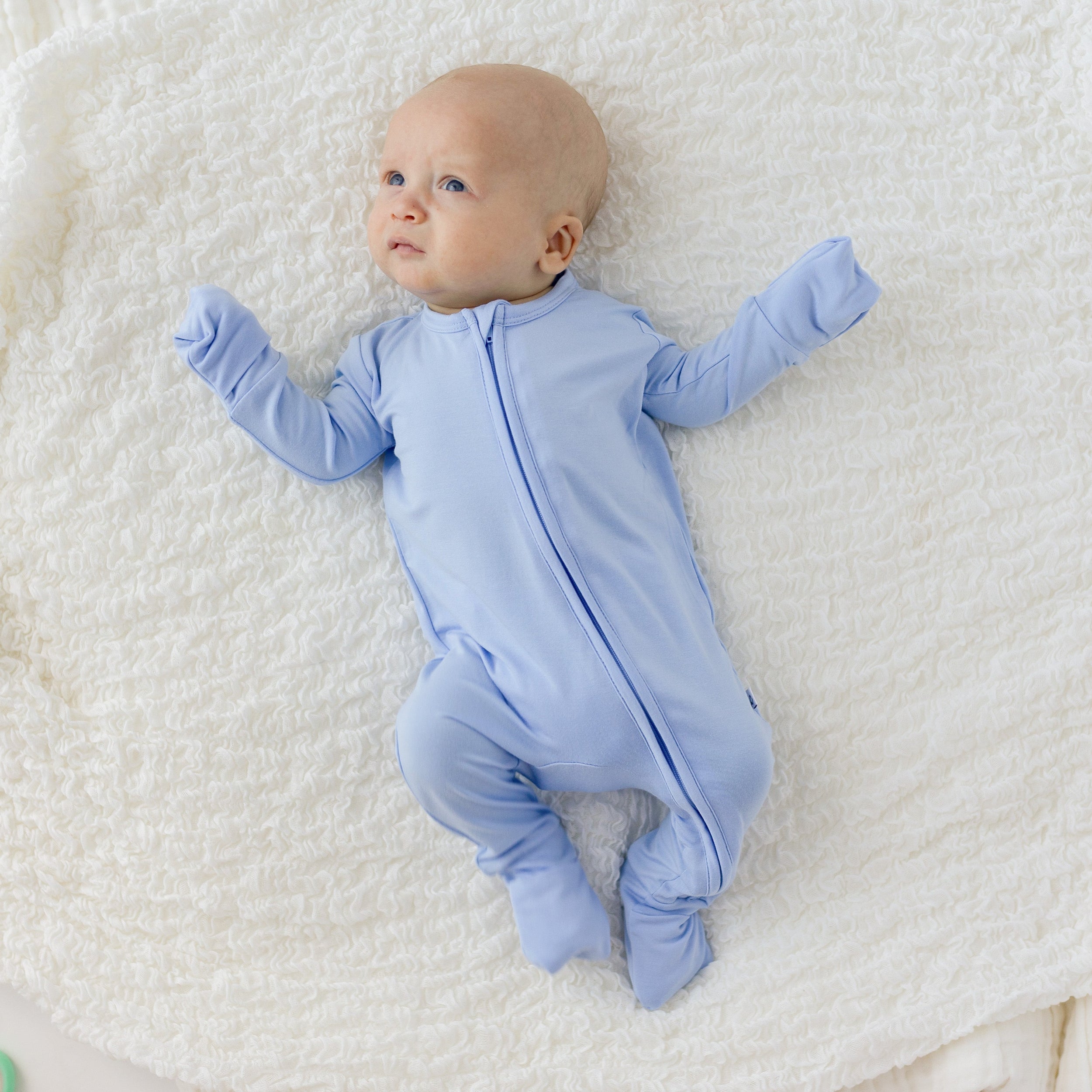 Lillian Trisomy 18 Blue Bamboo Convertible Footie (restock)
