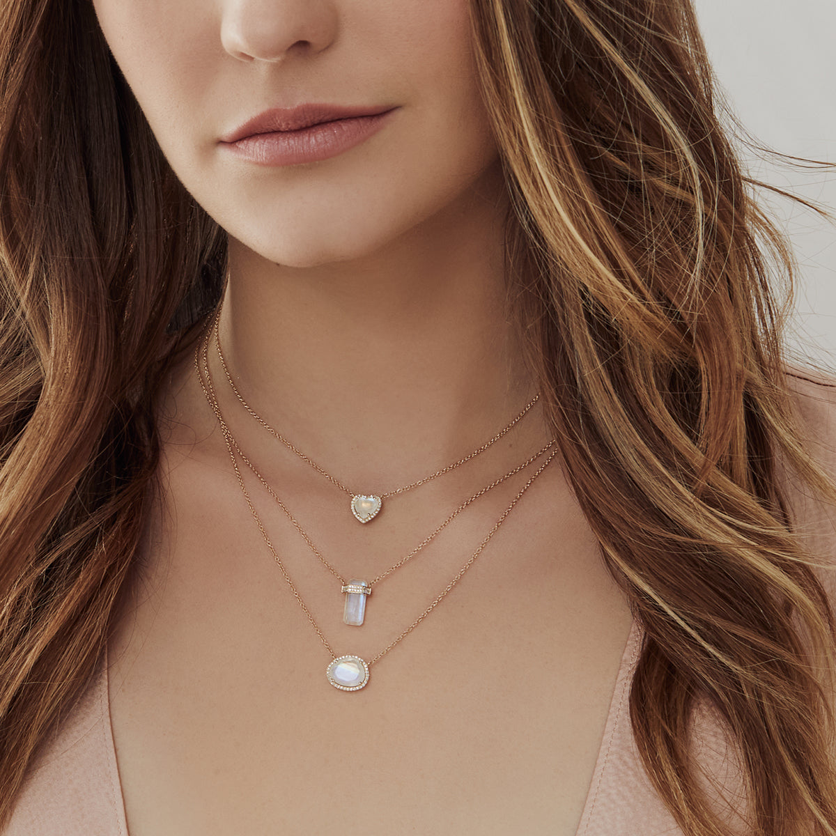 Diamond Moonstone Necklace