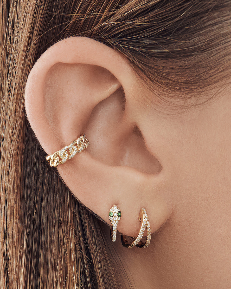 Diamond Split Huggie Earrings