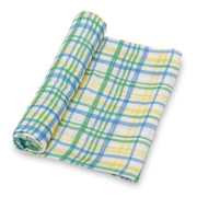 Blue Plaid Swaddle Blanket