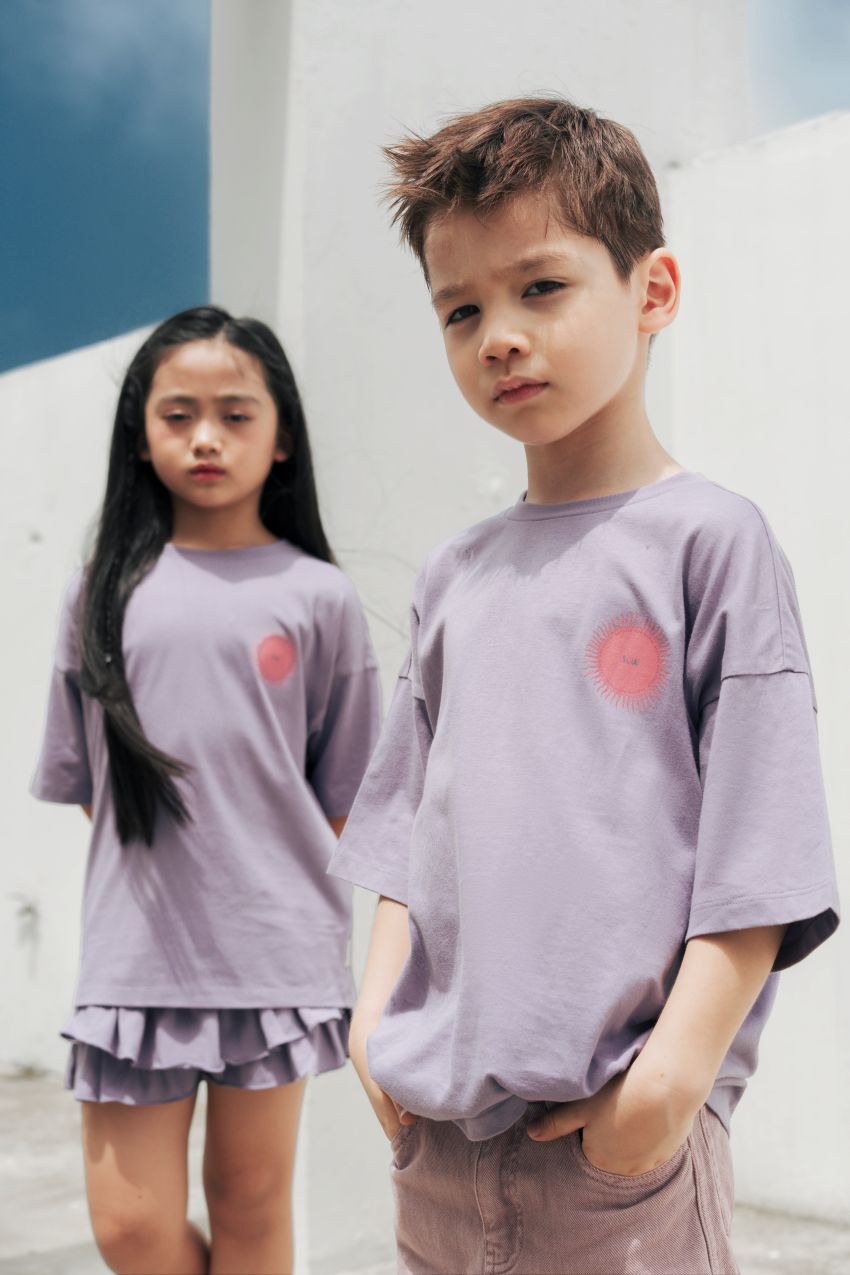 Relaxed Organic Cotton T-shirt With Sow Sun Print