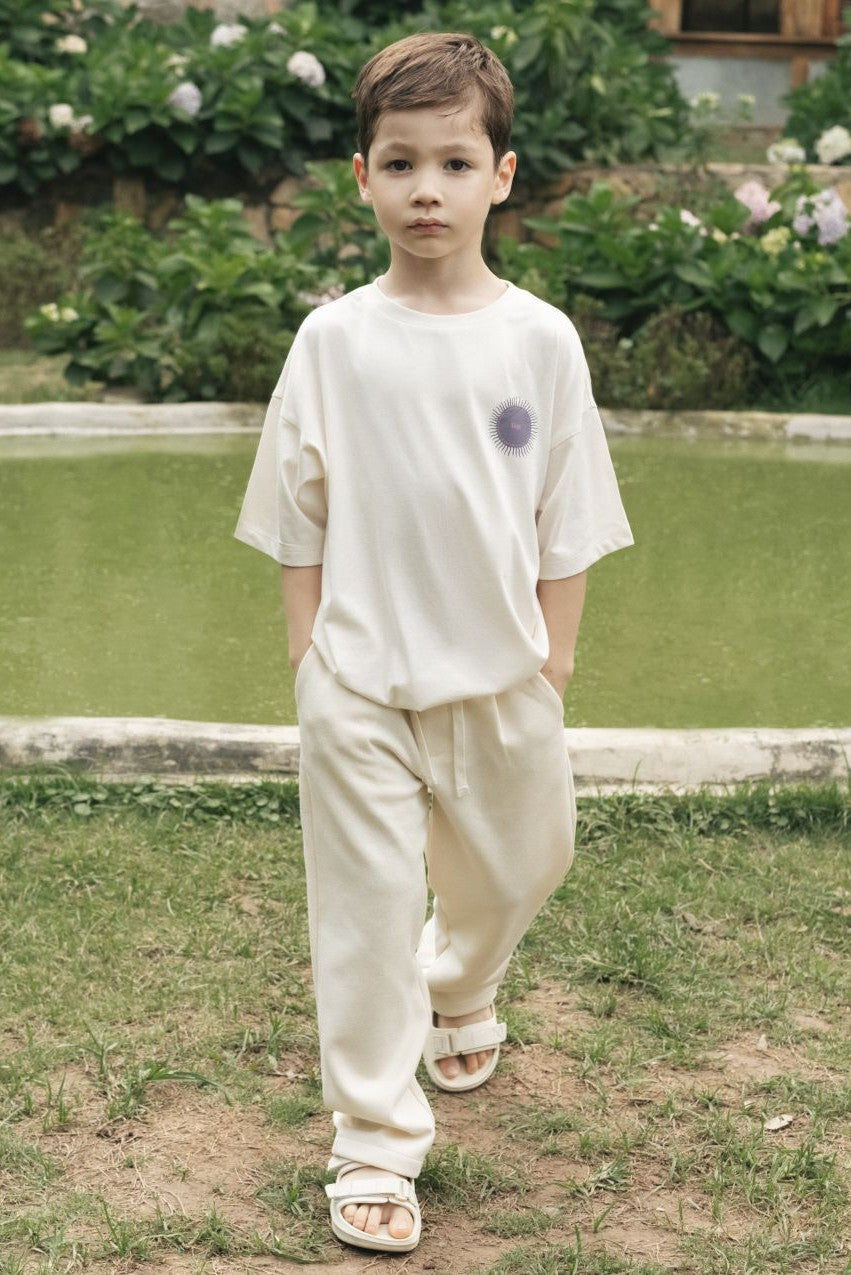 Relaxed Organic Cotton T-shirt With Sow Sun Print