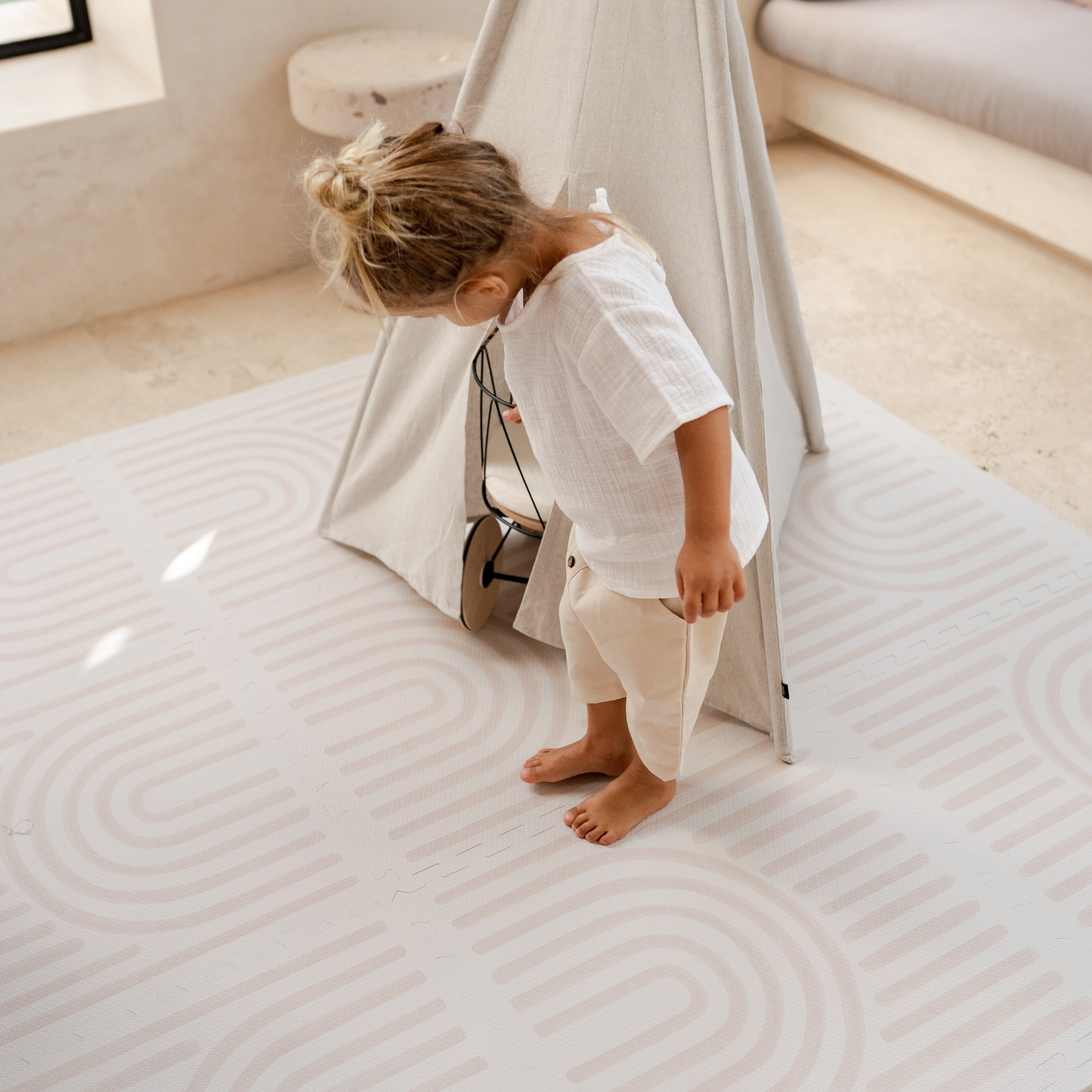 Premium Foam Playmats | Linear - Linen