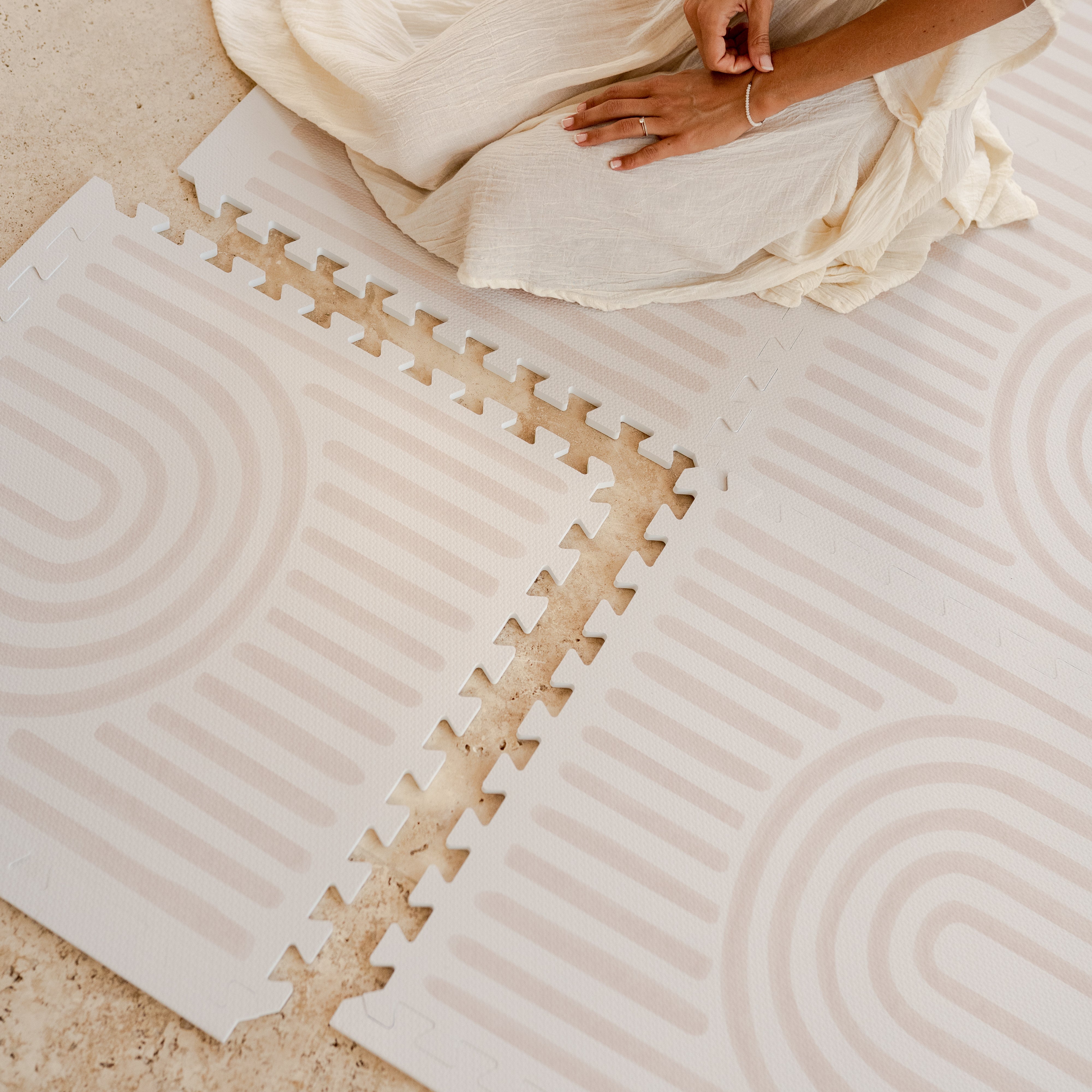 Premium Foam Playmats | Linear - Linen