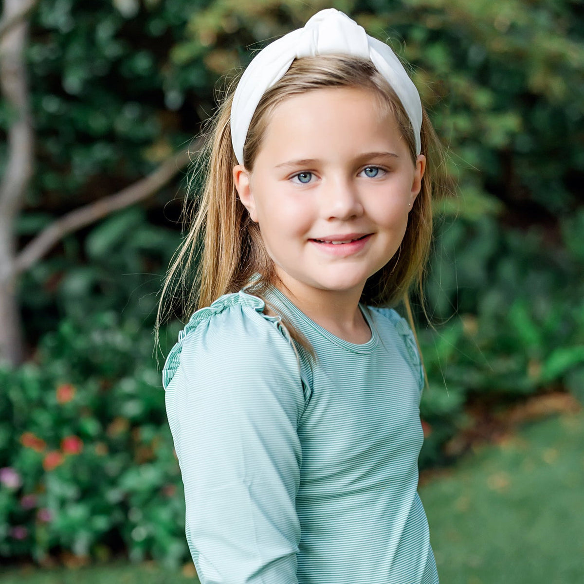Mia Girls' Longsleeve Performance Top By Lh Sport Green Stripes