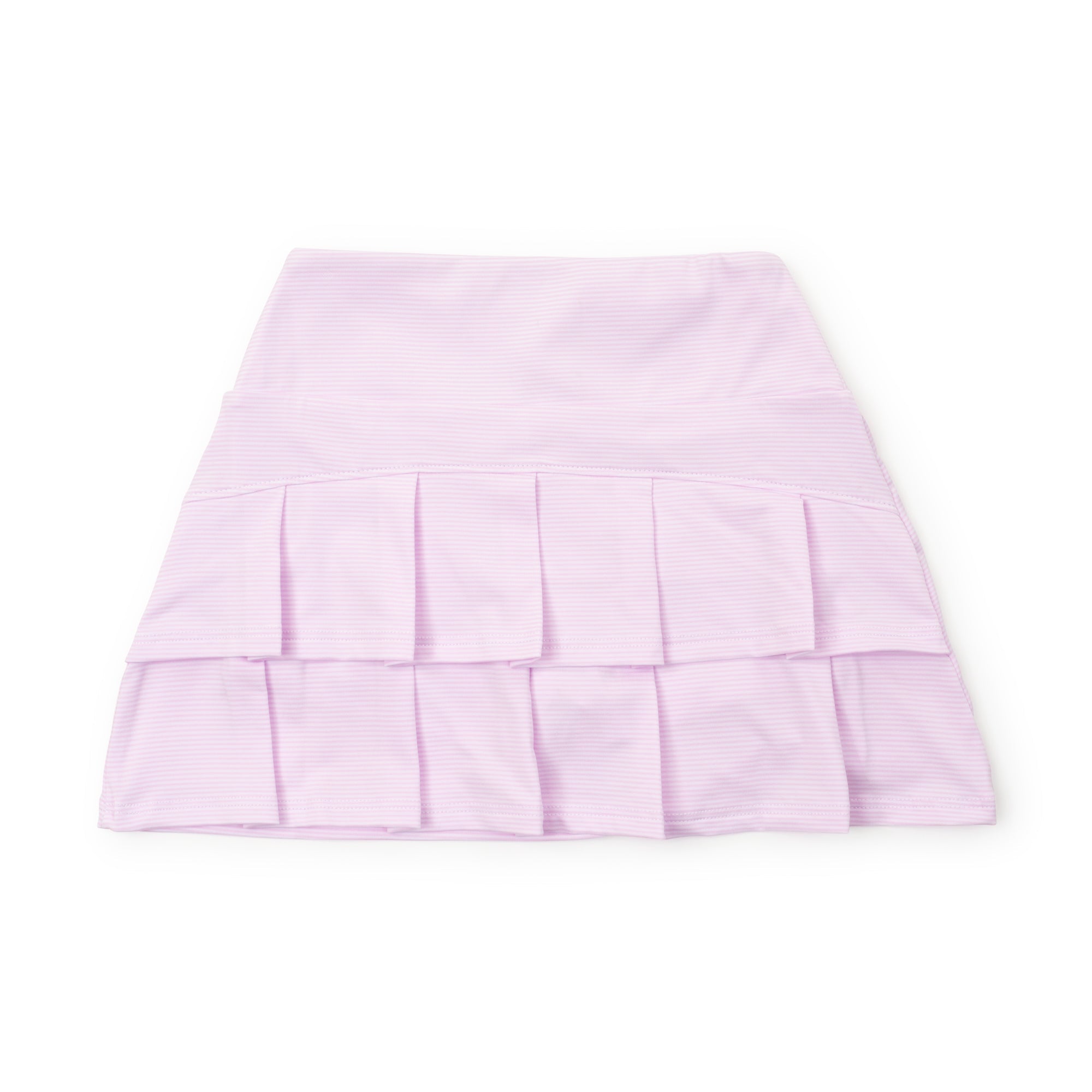 Margot Girls' Tiered Performance Skirt - Pink And White Stripes