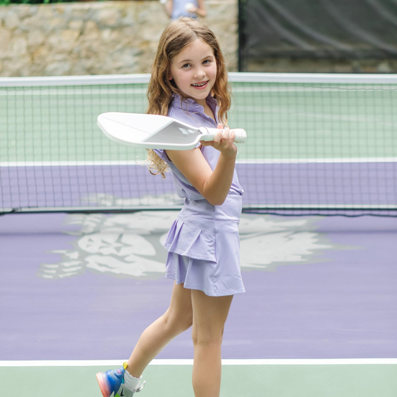 Margot Girls' Tiered Skirt By Lh Sport - Orange And White Stripes