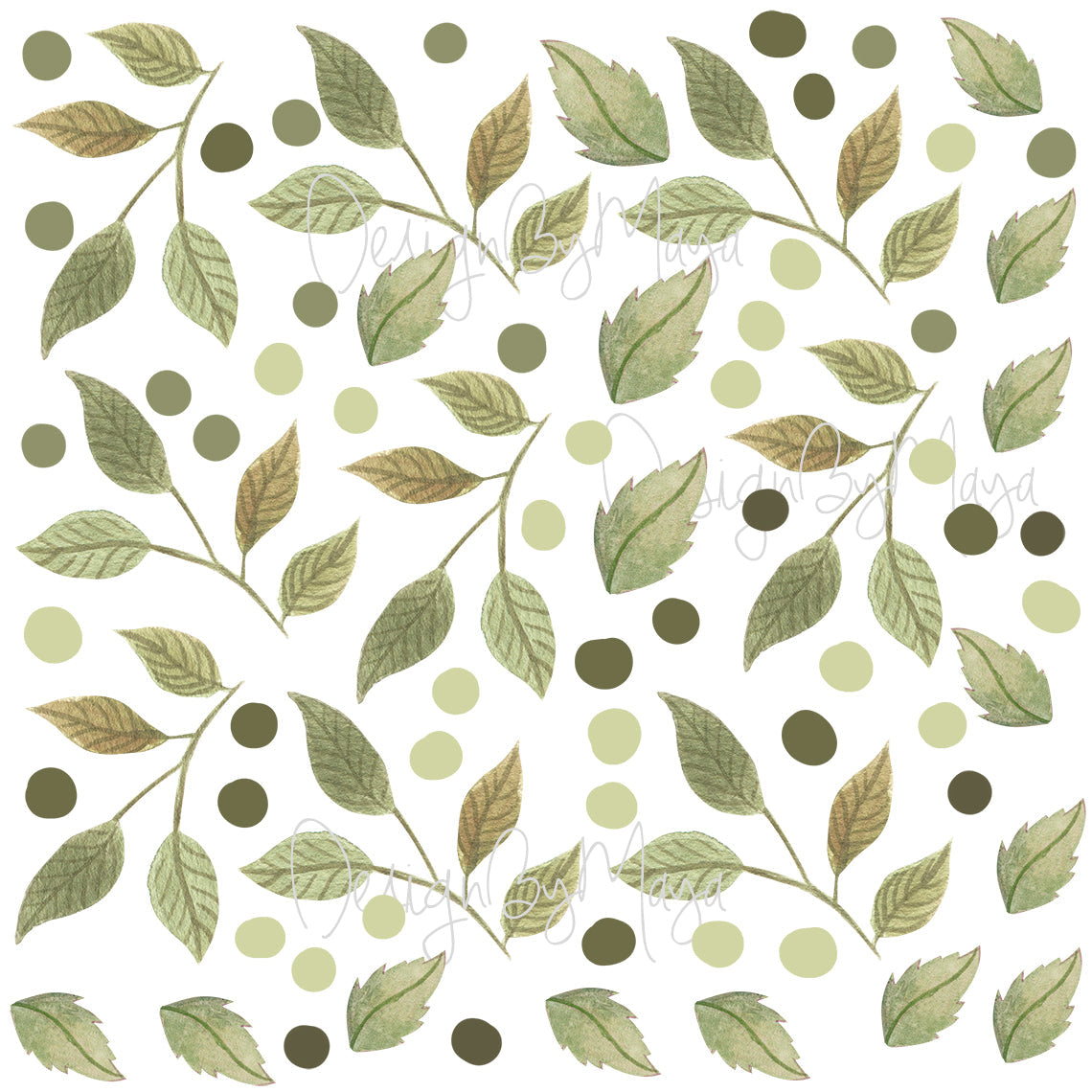 Watercolor Foliage And Leaves - Fabric Nursery Wall Art Decals