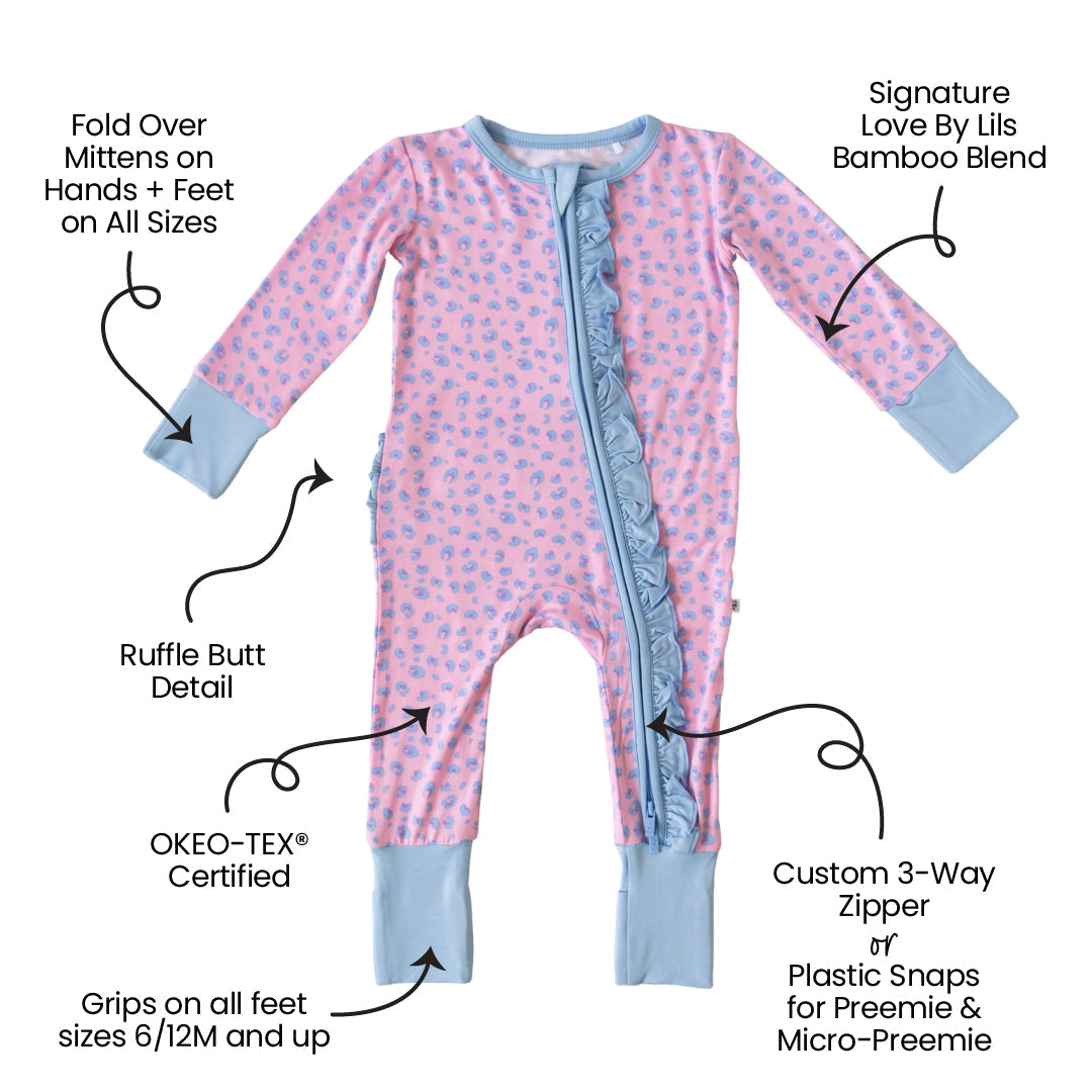 Lillian Leopard Bamboo Ruffle Convertible Footie (2t-4t)