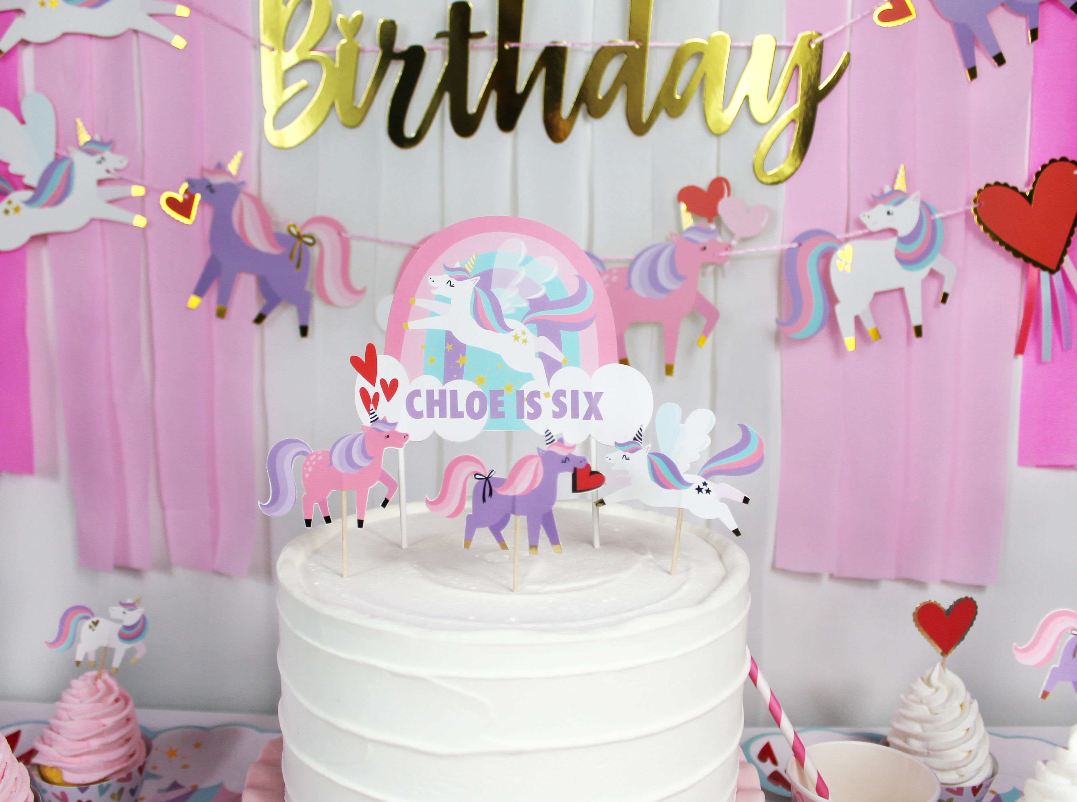 Love Is Magical Unicorn Custom Cake Topper