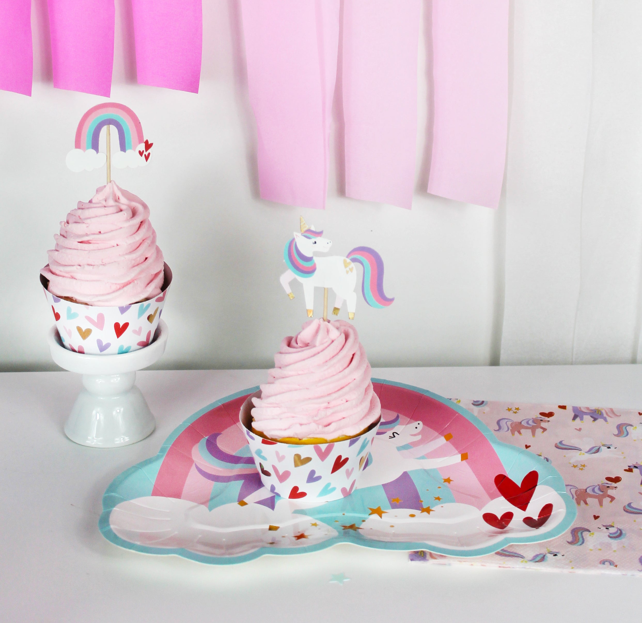 Love Is Magical Unicorn Cupcake Toppers & Wrappers, 12 Ct