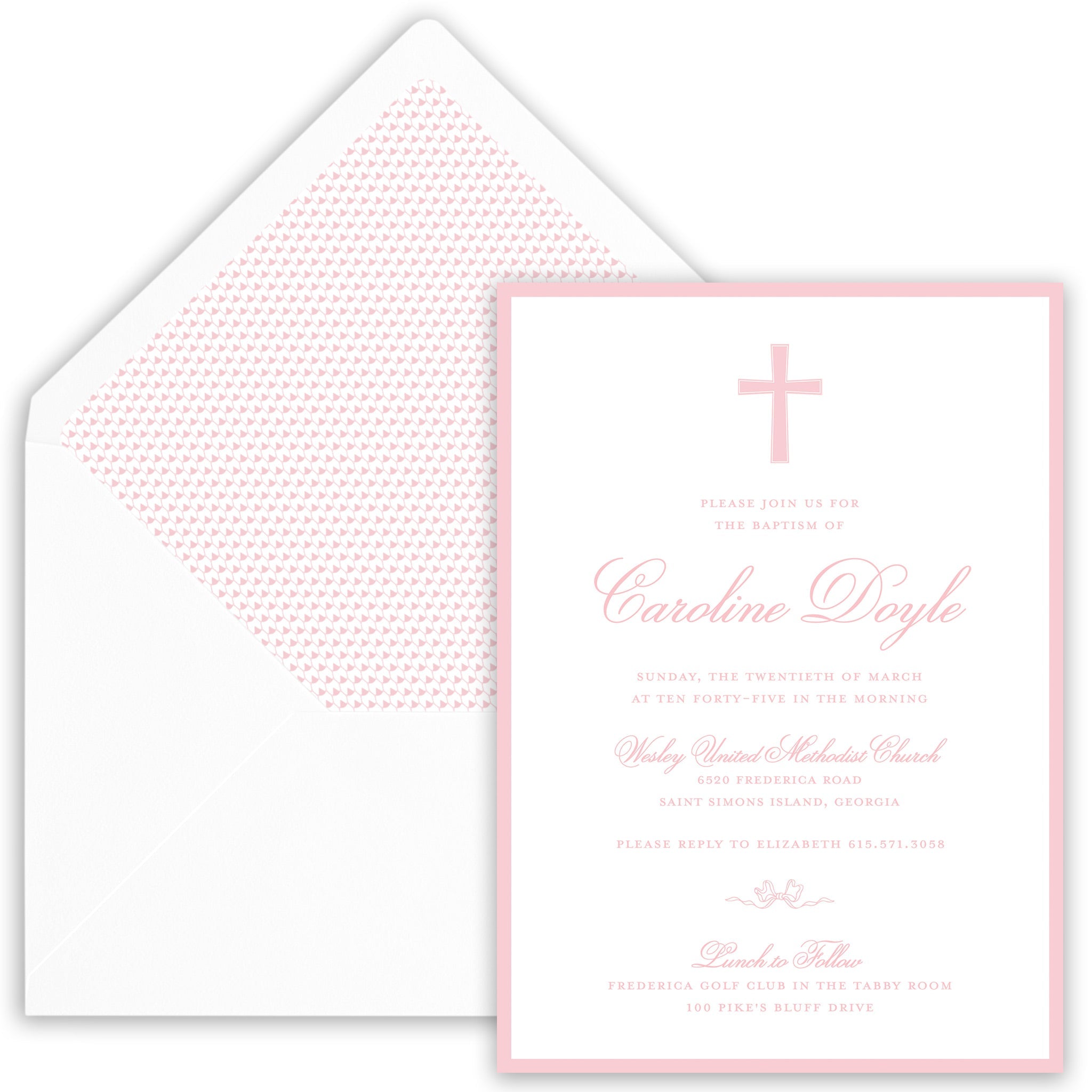 Pink Baptism Invitation