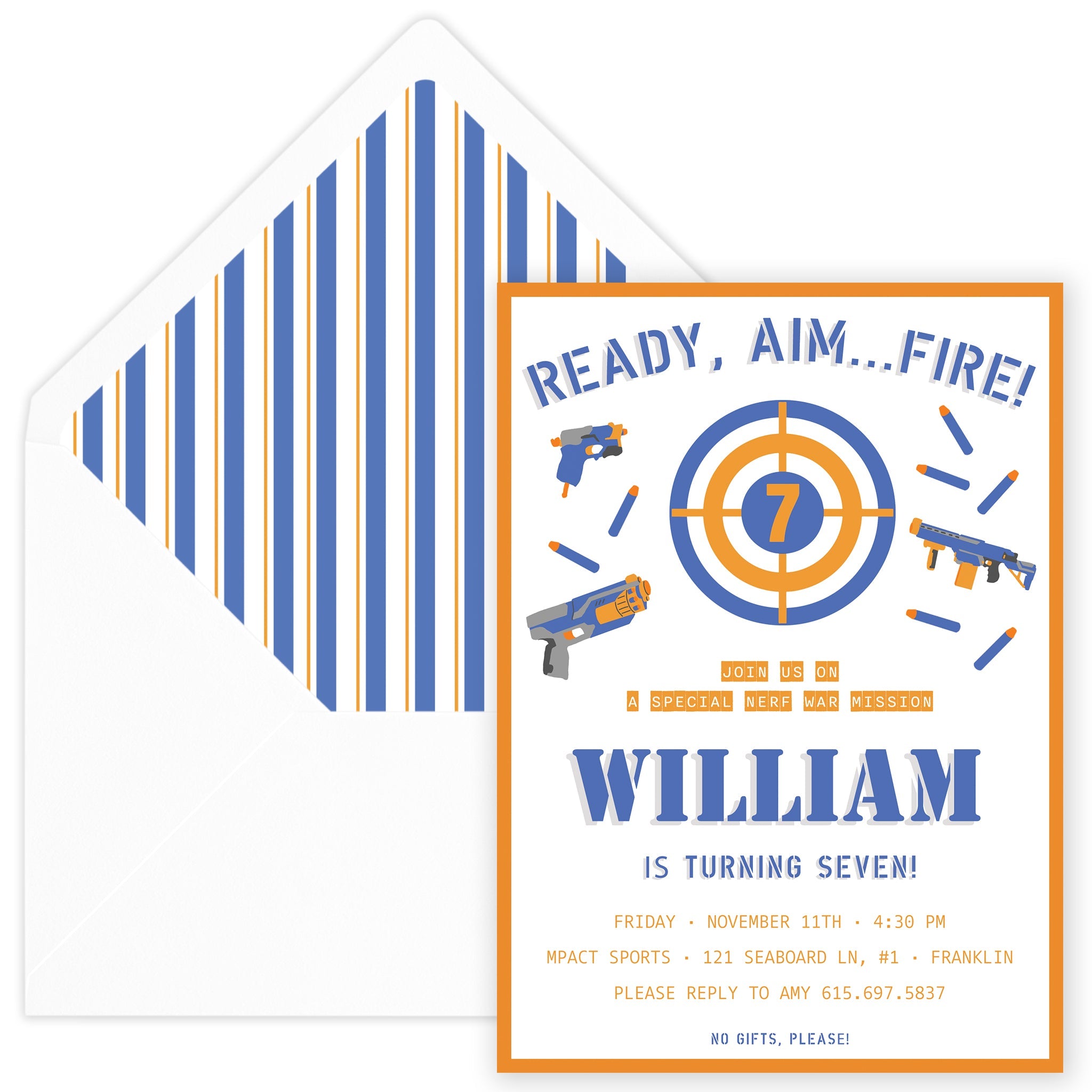 Dart Gun Birthday Invitation