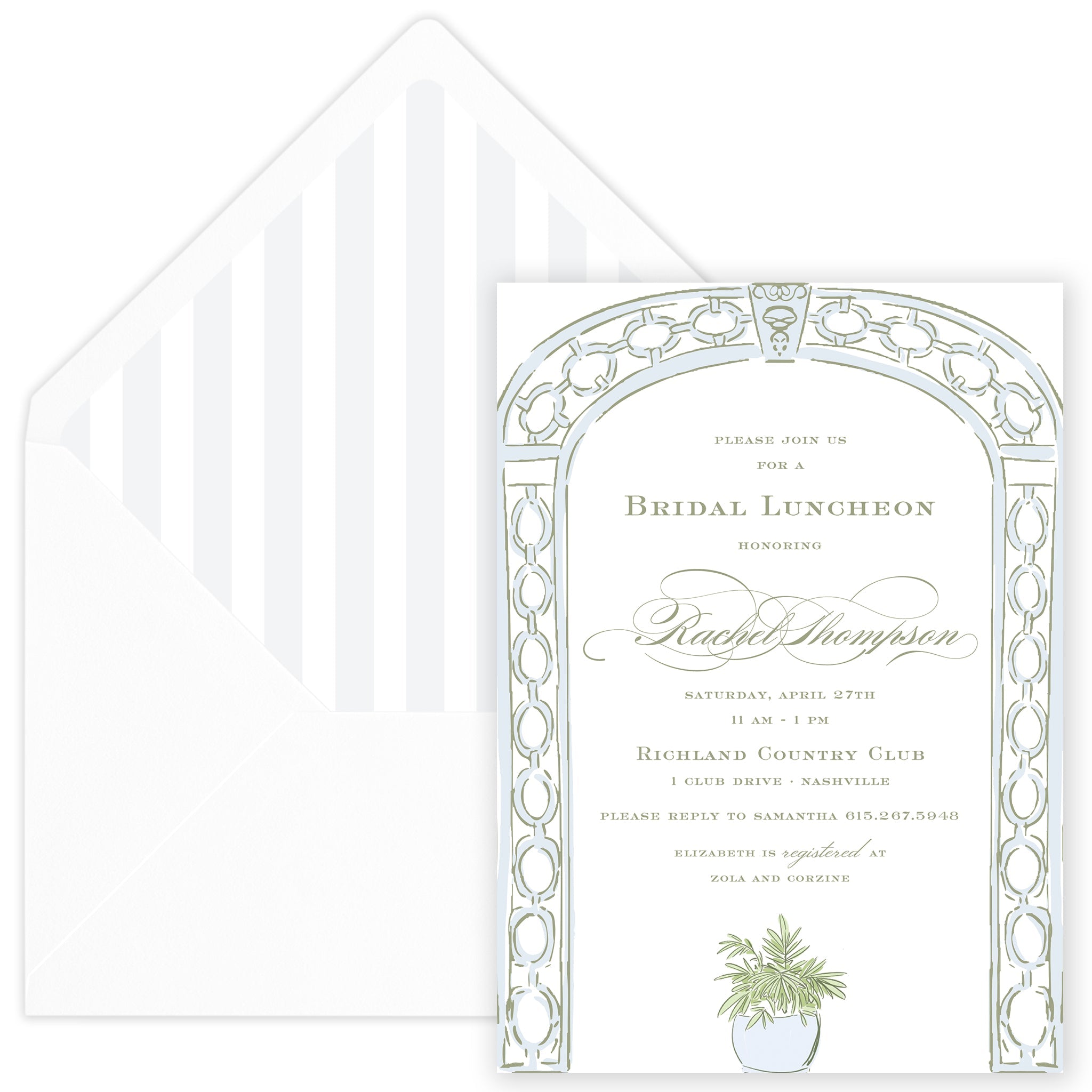 Blue Trellis Party Invitation