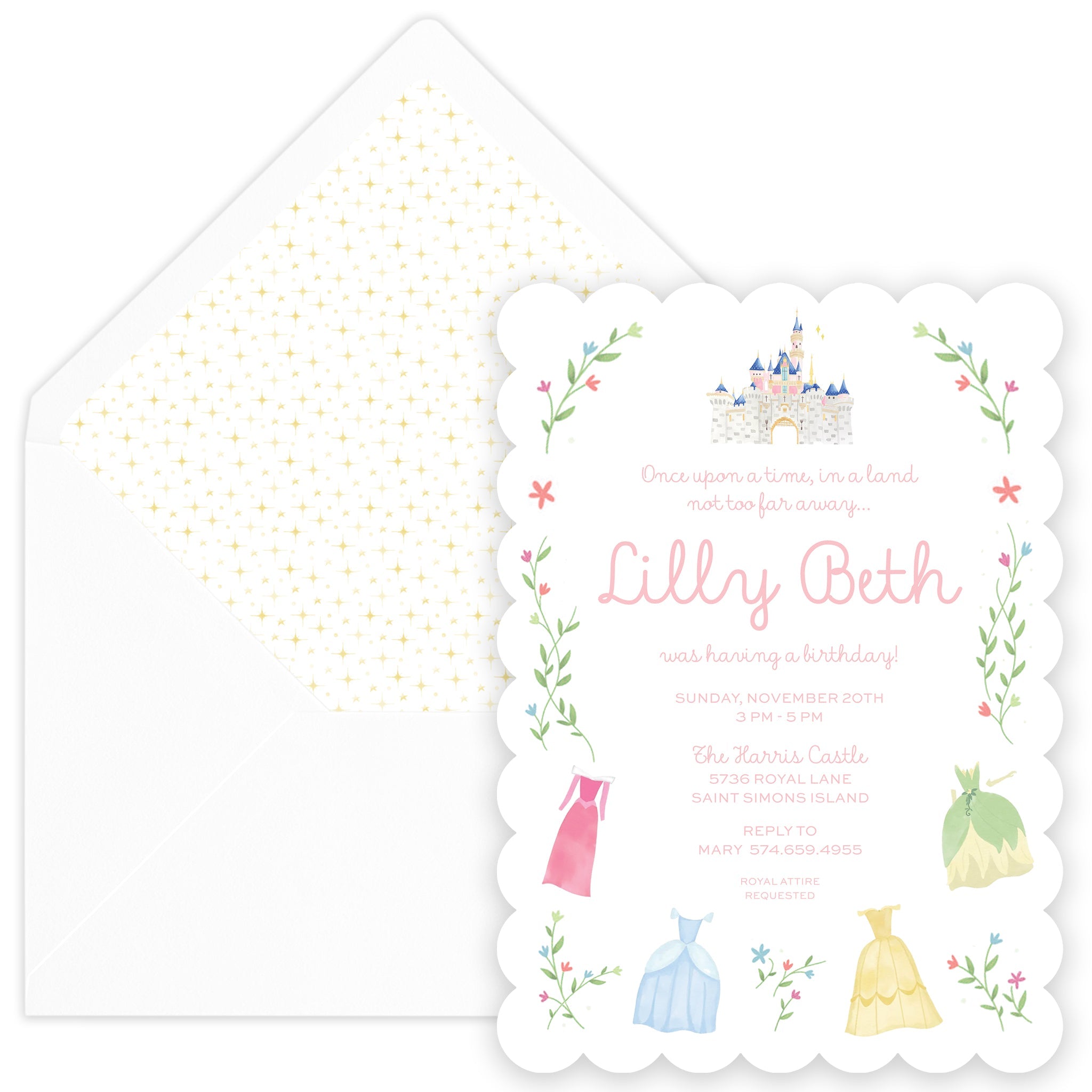 Princess Dresses Birthday Invitation