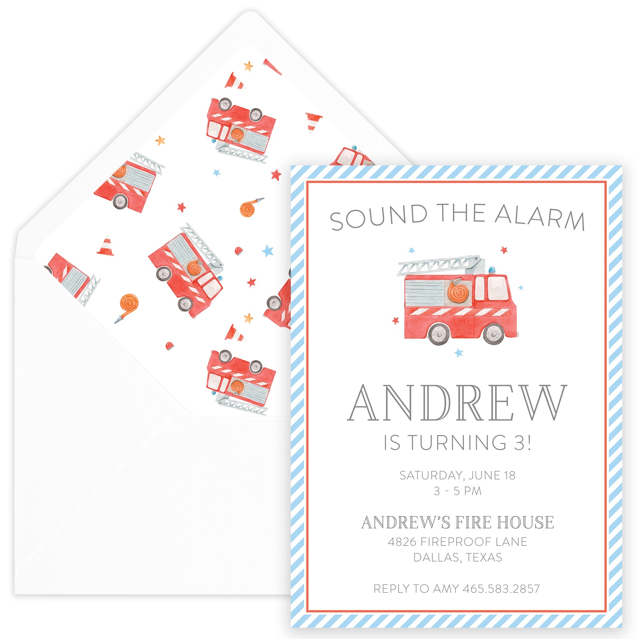 Firetruck Birthday Invitation