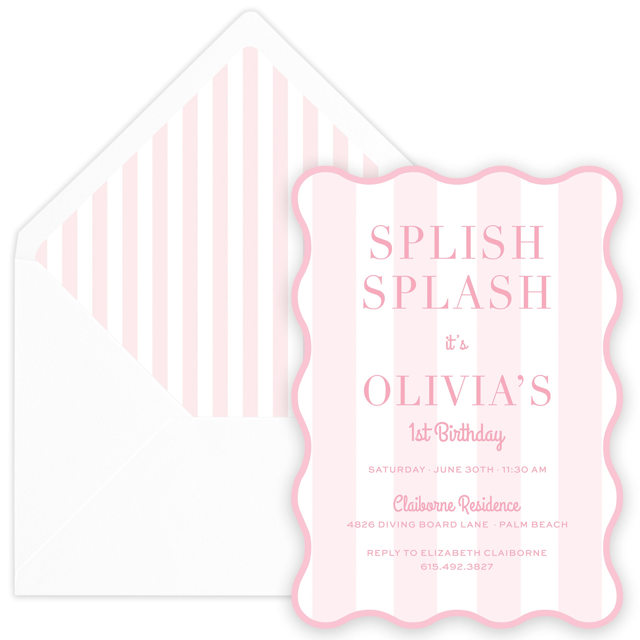 Pink Splish Splash Birthday Invitation