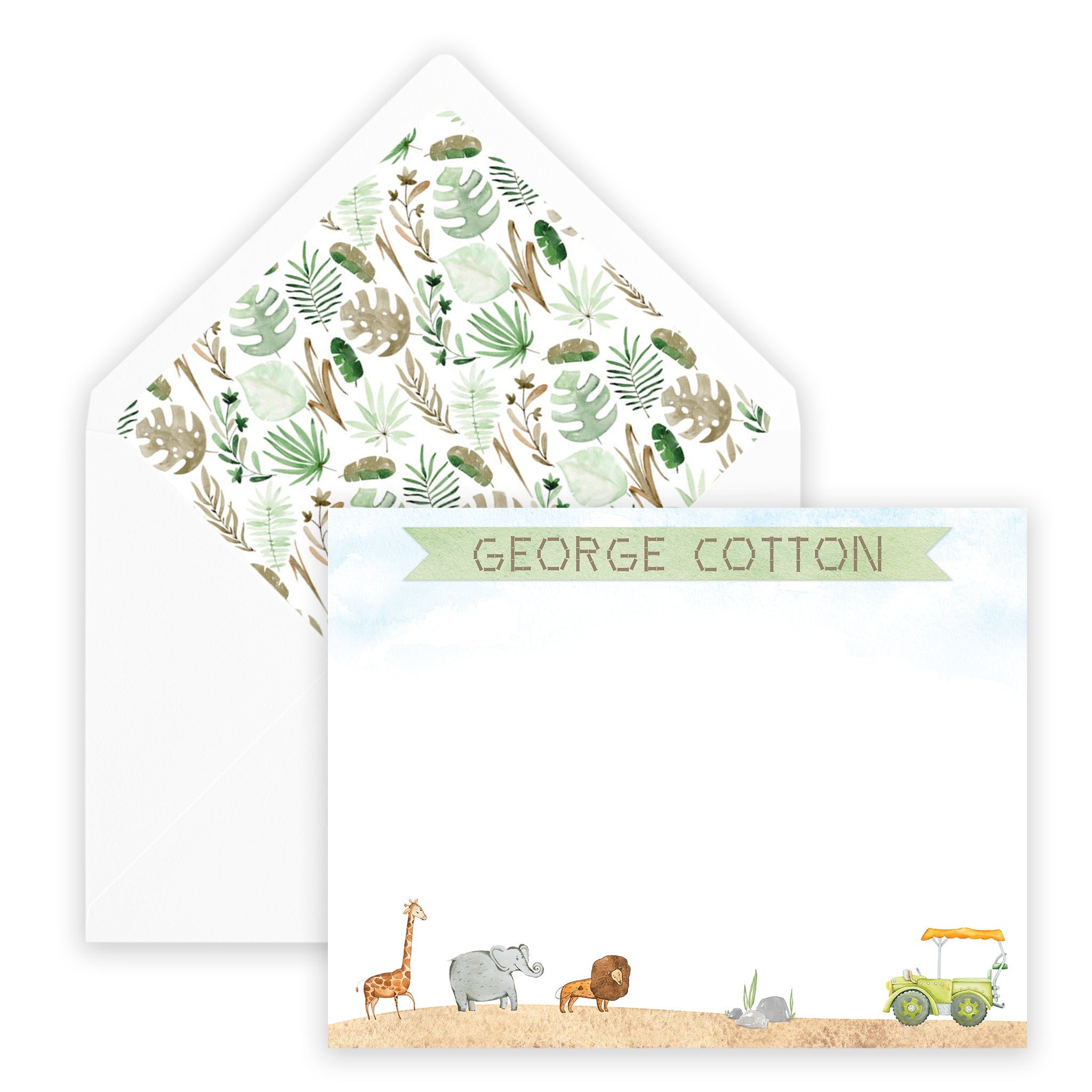 Safari Personalized Notecard