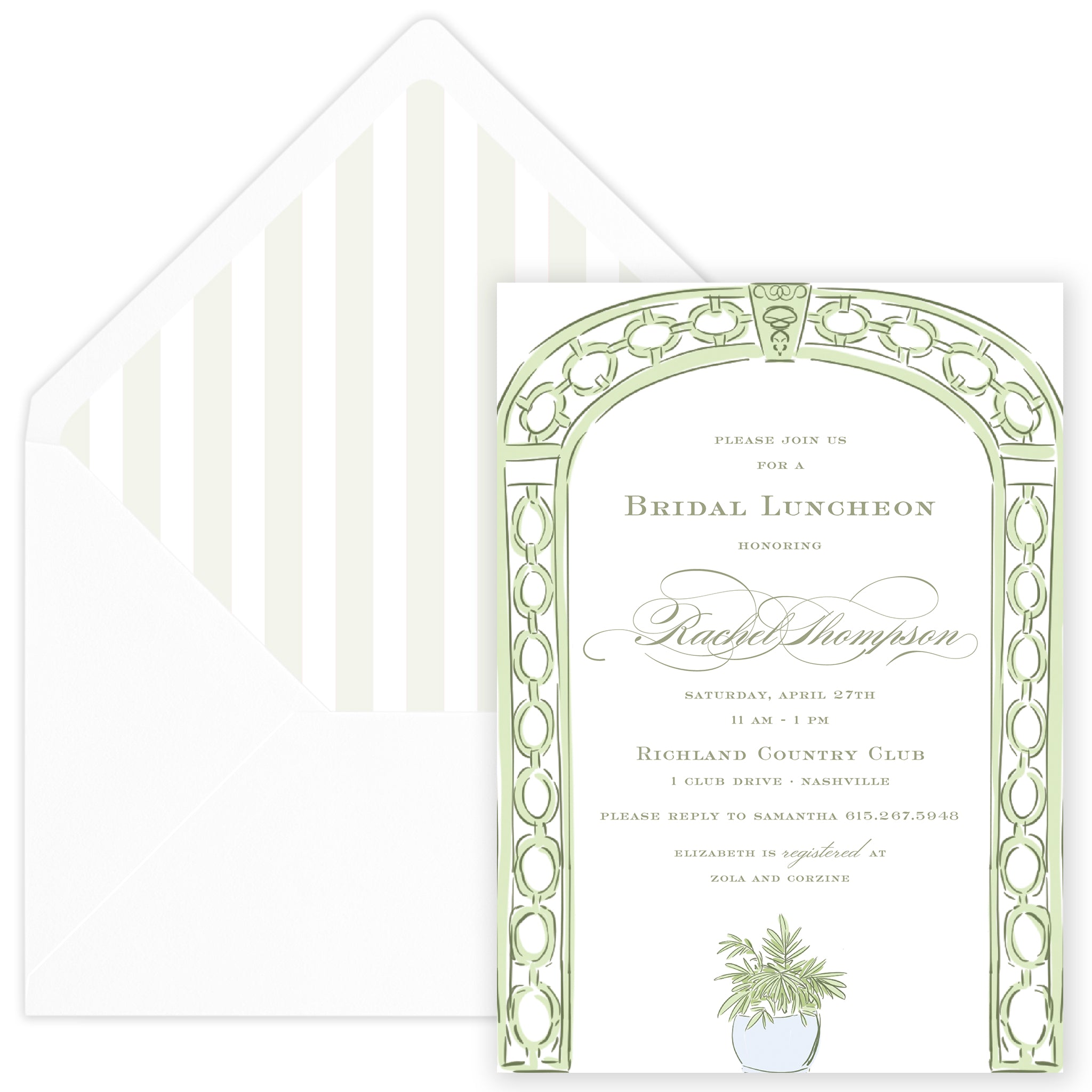Green Trellis Party Invitation