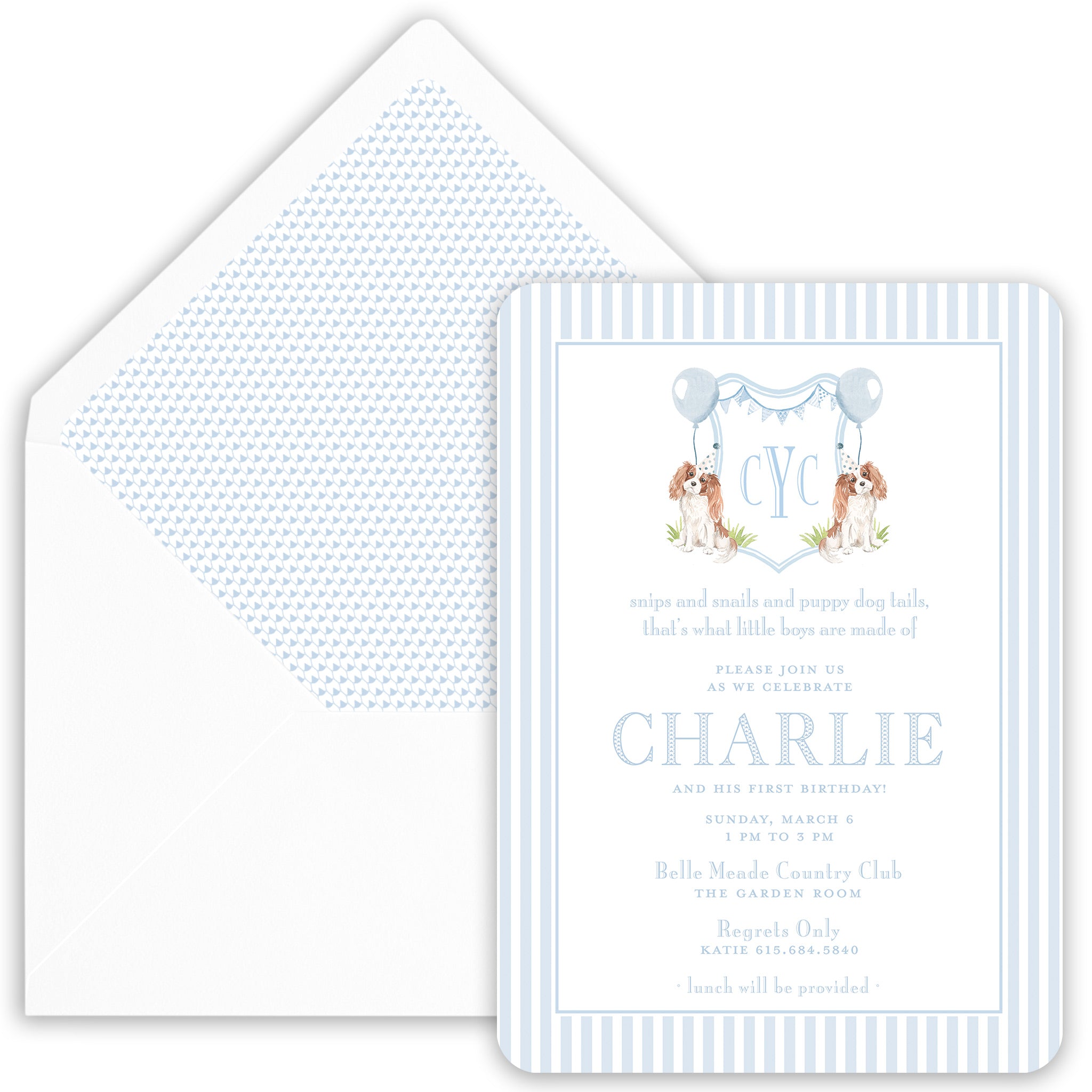 Snips & Snails Cavalier King Charles Invitation