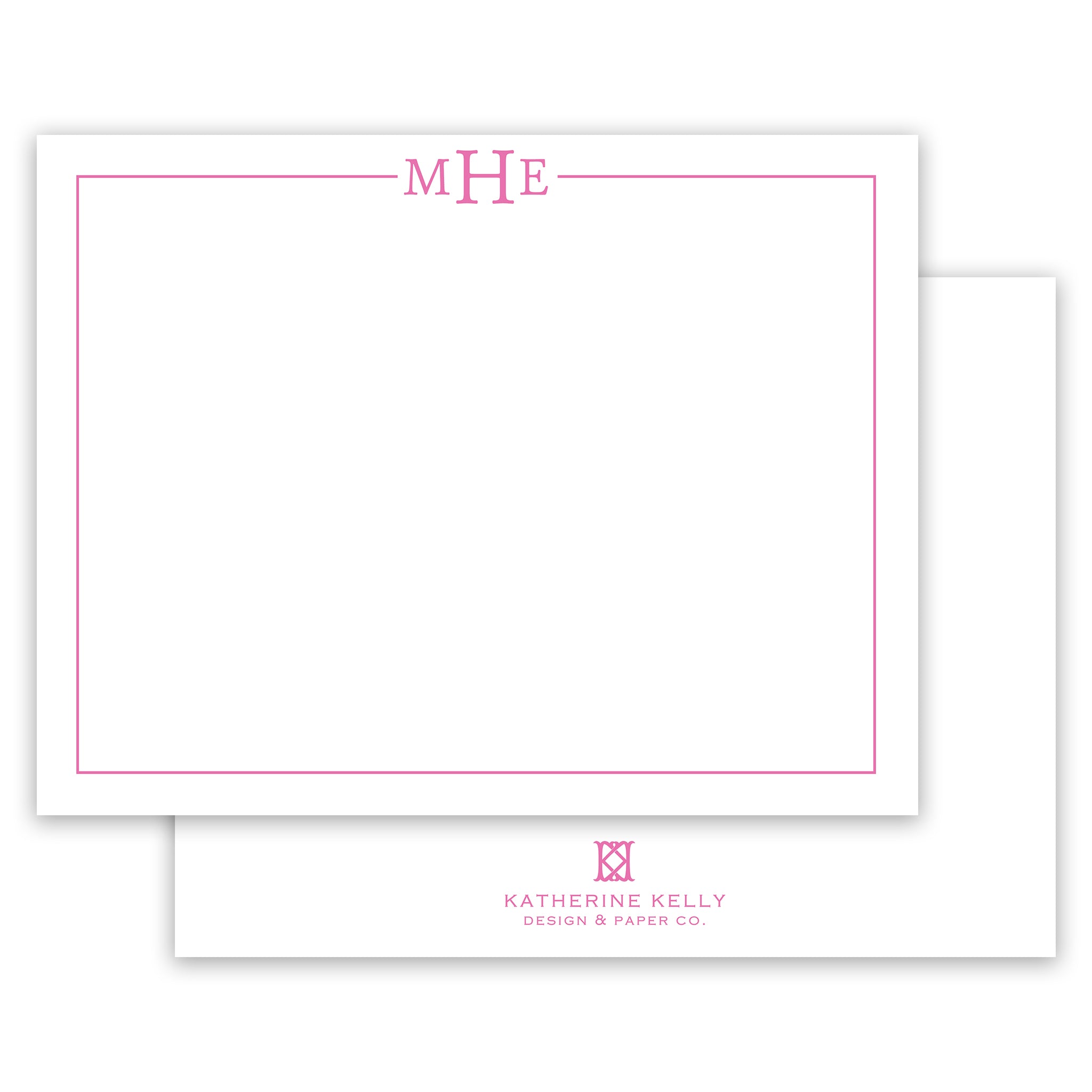 Classic Pink Monogram Notecard