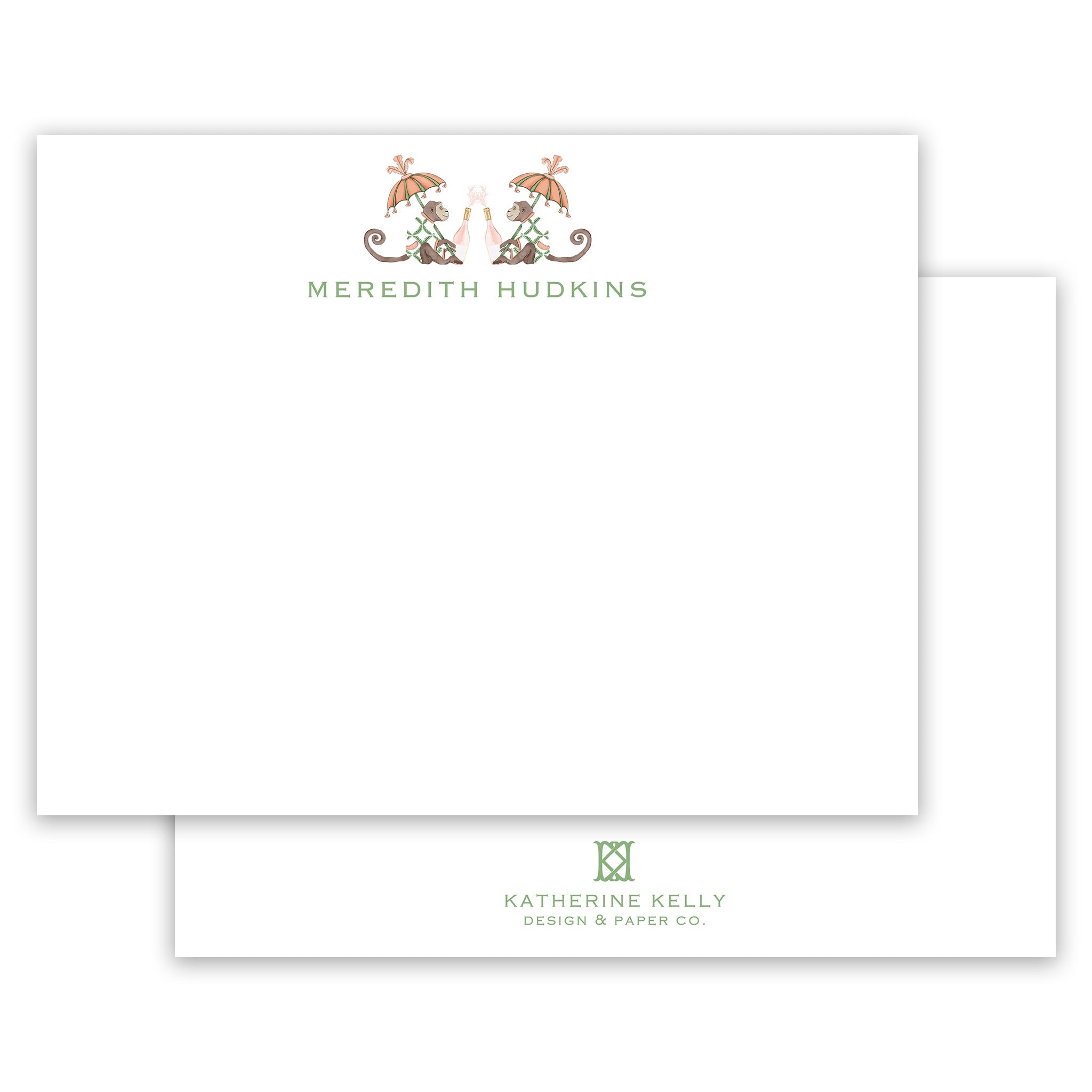 Double Champagne Monkey Notecard