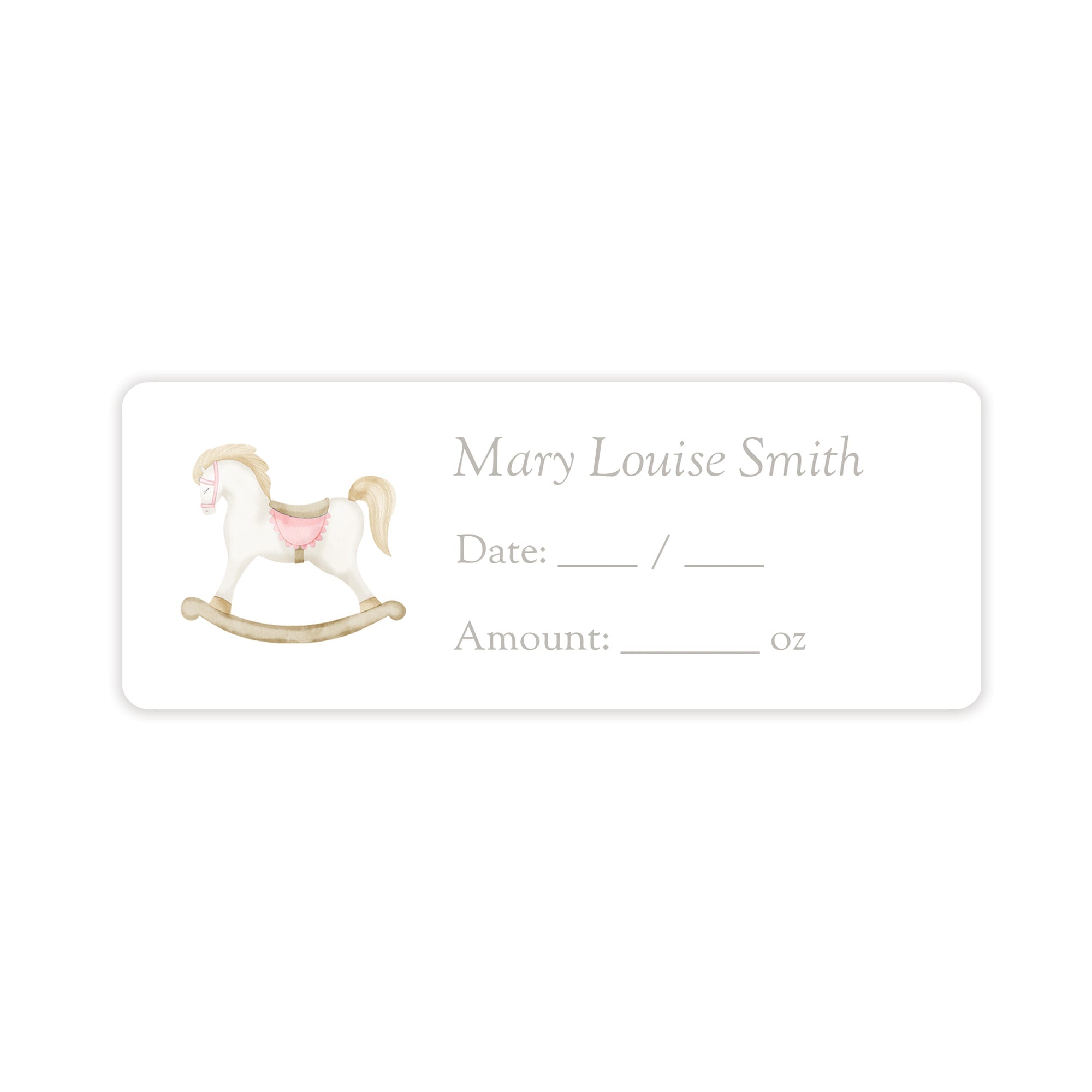 Rocking Horse Pink Breast Milk Bag Labels