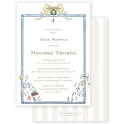Blue Hickory Dickory Party Invitation