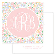 Pink Ditsy Floral Monogram Enclosure Card