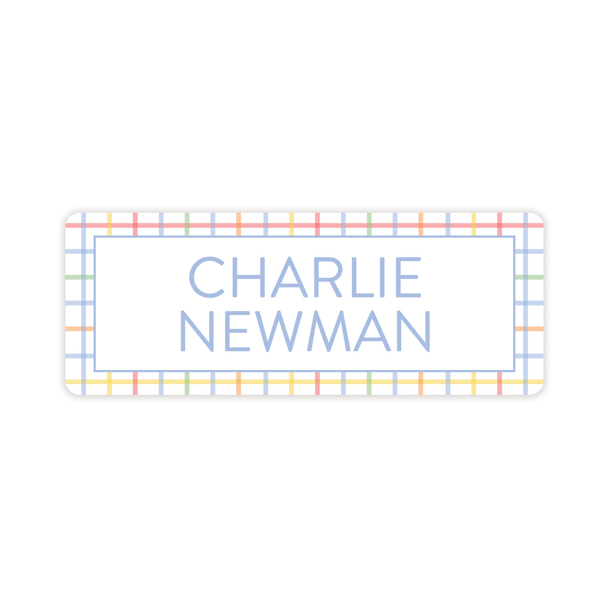 Primary Plaid Vinyl School Labels