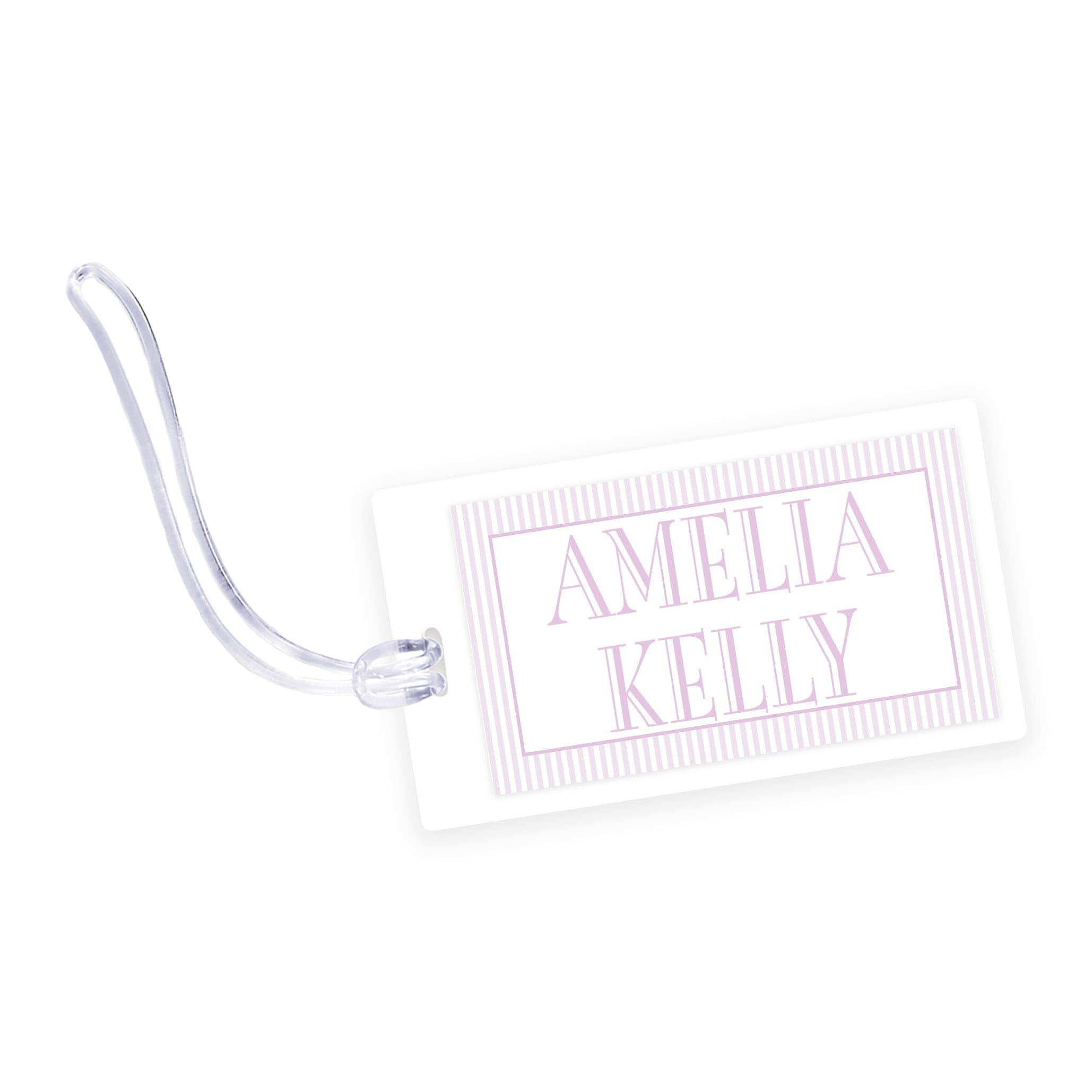 Purple Stripe Laminated Bag Tag