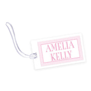 Hot Pink Stripe Laminated Bag Tag