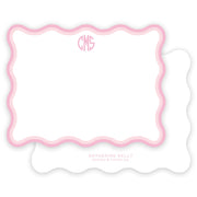 Pink Wave Monogram Notecard