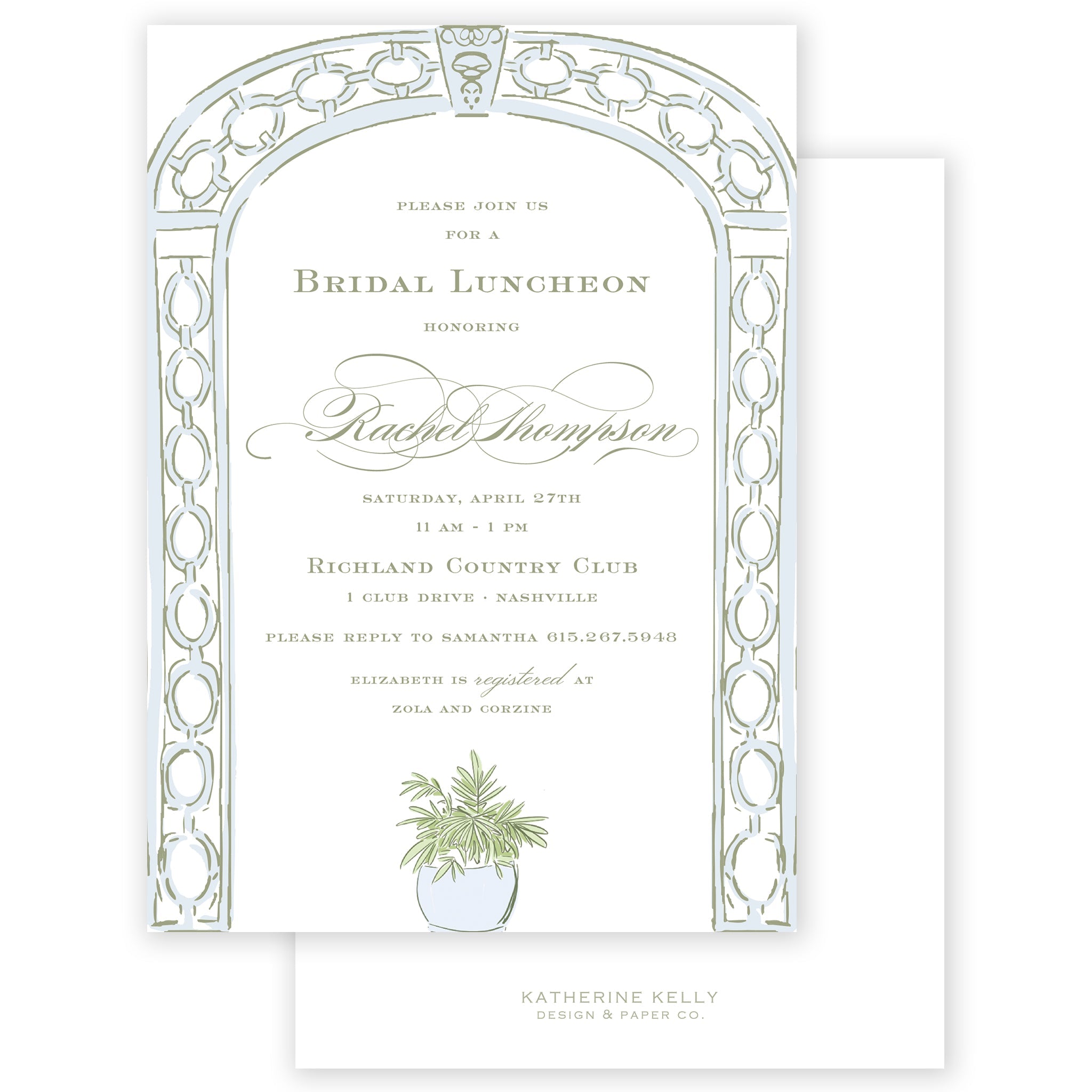 Blue Trellis Party Invitation