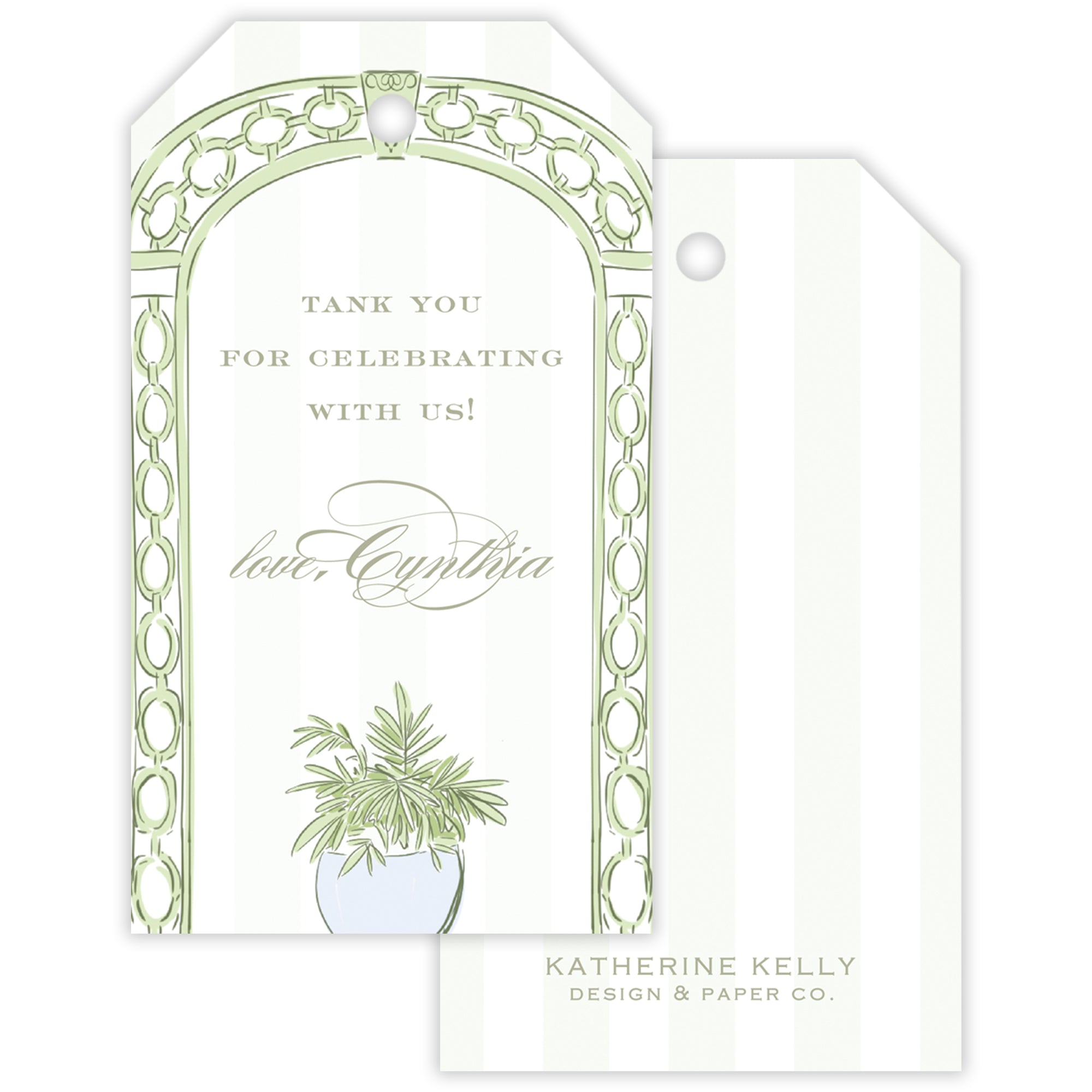 Green Trellis Party Favor Tag