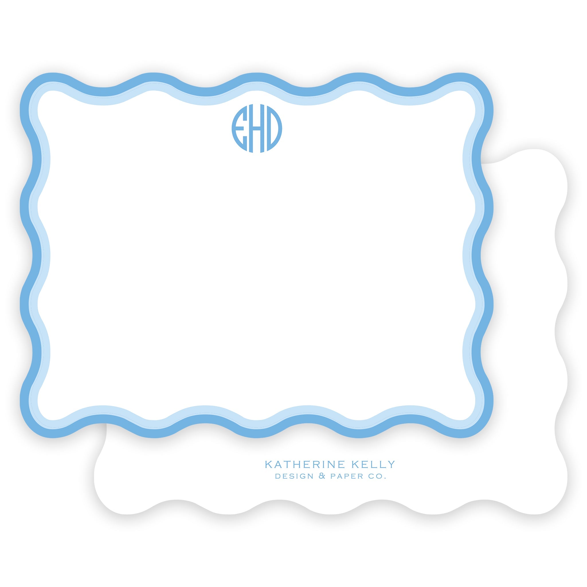 Blue Wave Monogram Notecard