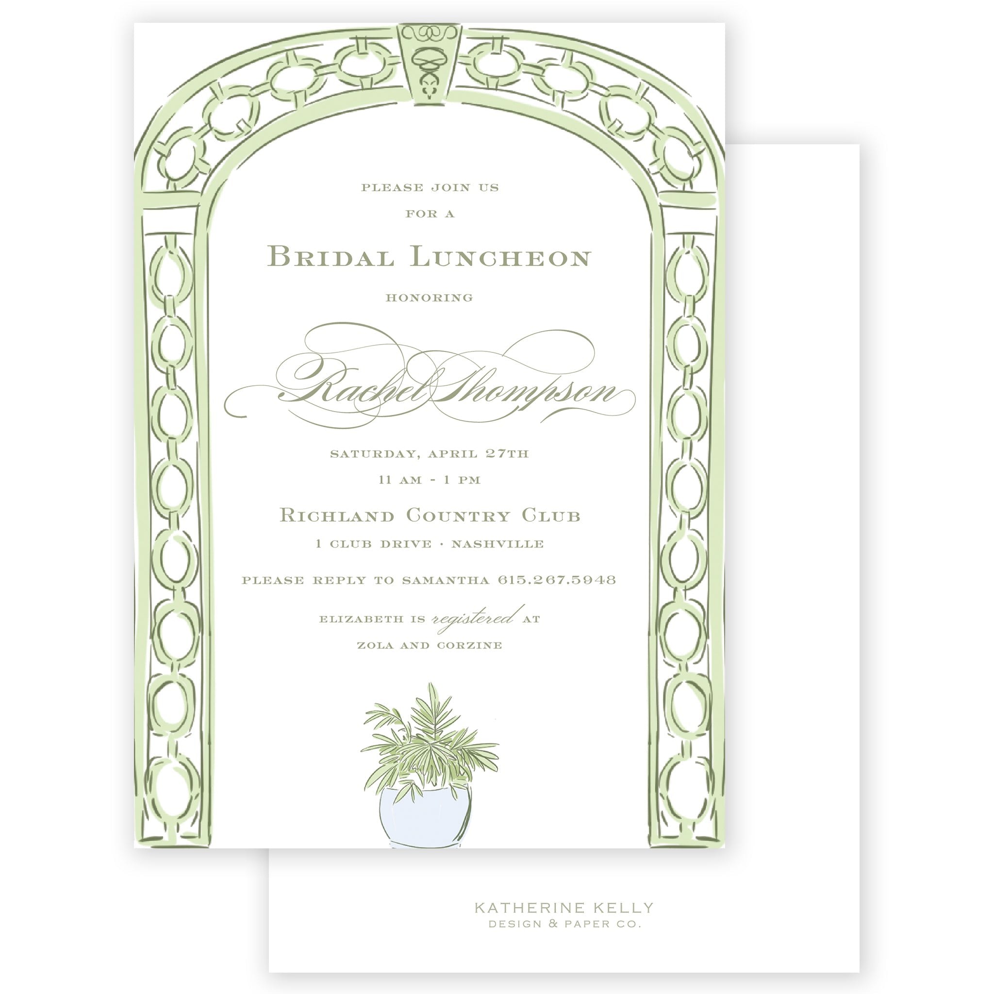 Green Trellis Party Invitation